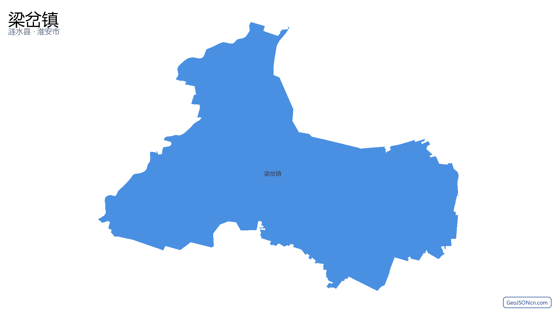 梁岔镇行政区划边界地图(涟水县·淮安市),提供GeoJSON、SHP矢量边界数据下载及高清地图大图(PNG/JPG) - GeoJSONcn.com