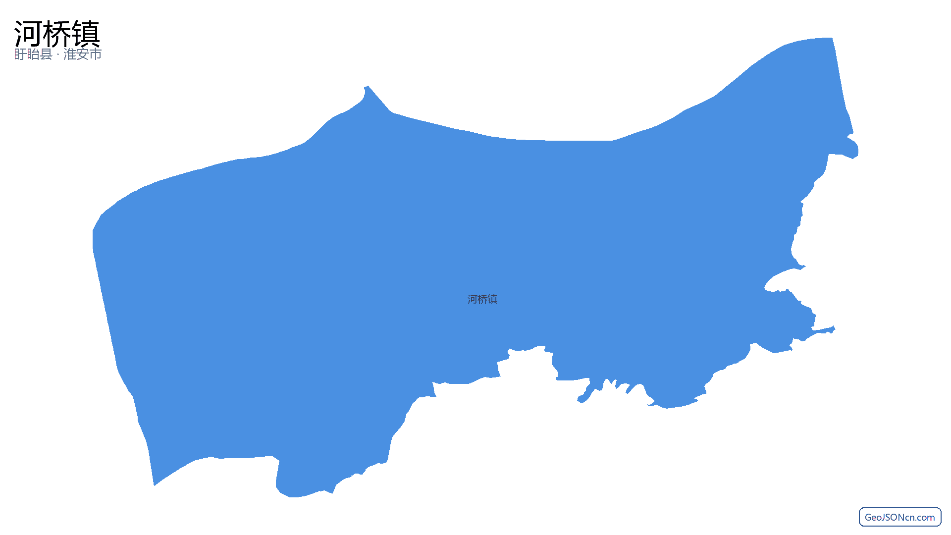 河桥镇行政区划边界地图(盱眙县·淮安市),提供GeoJSON、SHP矢量边界数据下载及高清地图大图(PNG/JPG) - GeoJSONcn.com