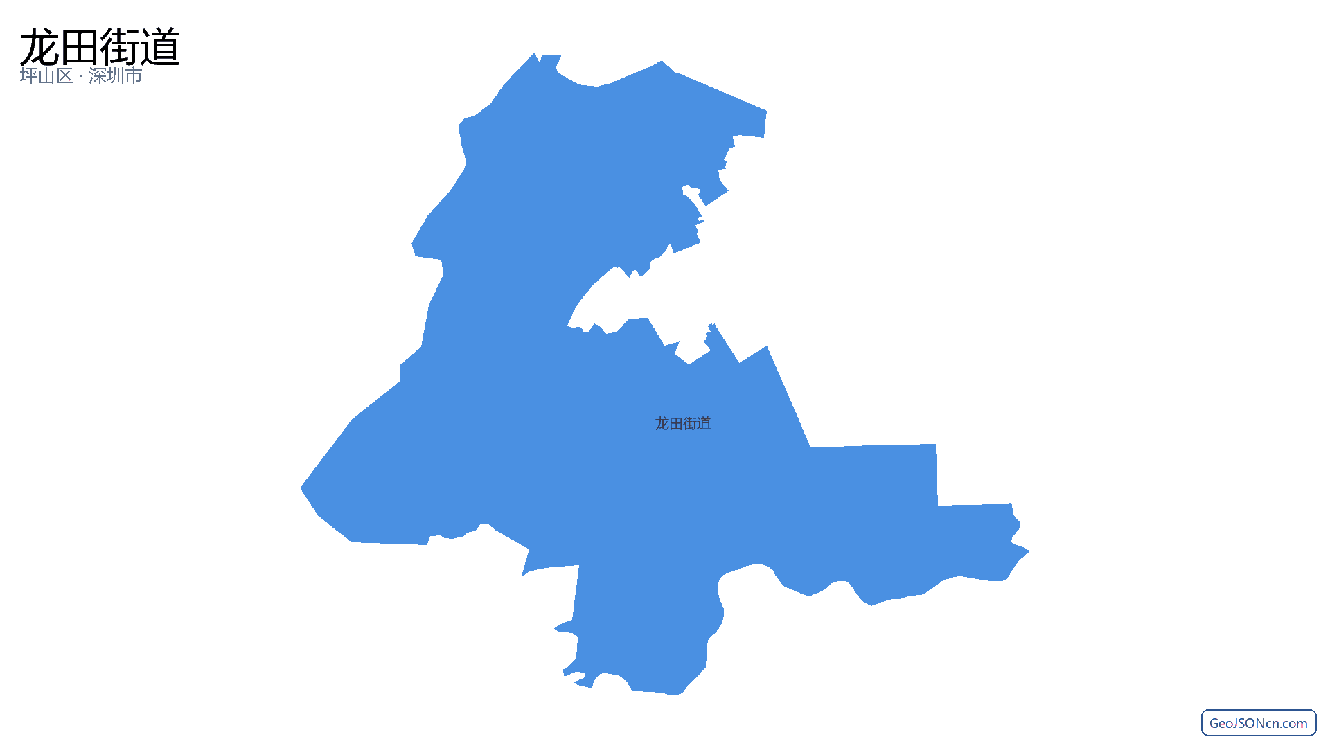 龙田街道行政区划边界地图(坪山区·深圳市),提供GeoJSON、SHP矢量边界数据下载及高清地图大图(PNG/JPG) - GeoJSONcn.com
