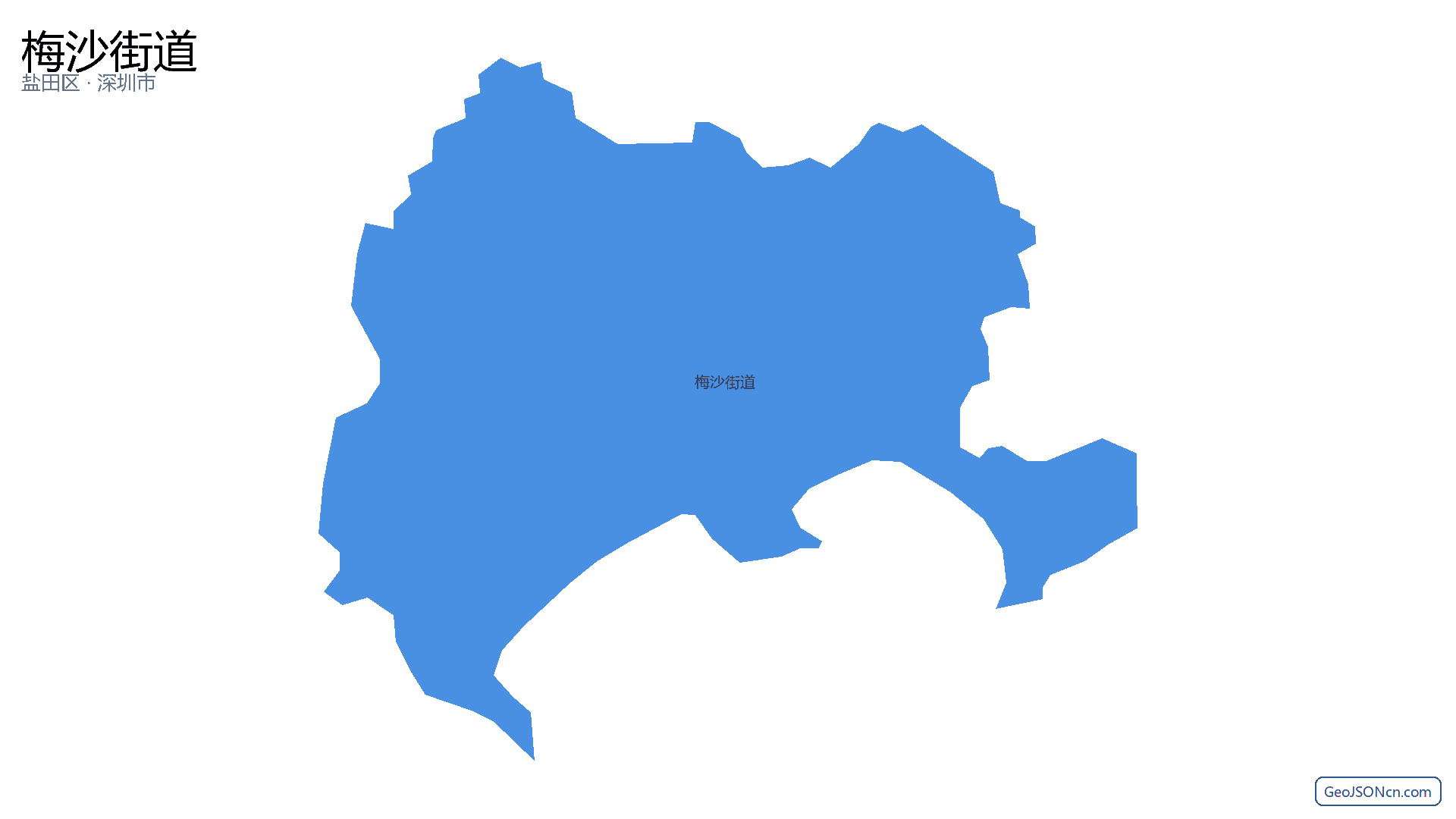 梅沙街道行政区划边界地图（盐田区·深圳市）,提供GeoJSON、SHP矢量边界数据下载及高清地图大图(PNG/JPG) - GeoJSONcn.com