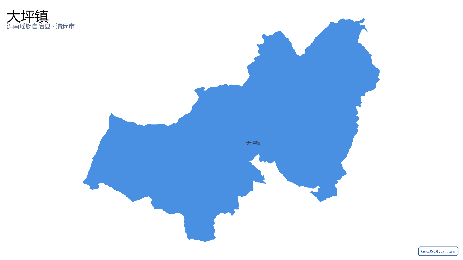大坪镇行政区划边界地图(连南瑶族自治县·清远市),提供GeoJSON、SHP矢量边界数据下载及高清地图大图(PNG/JPG) - GeoJSONcn.com