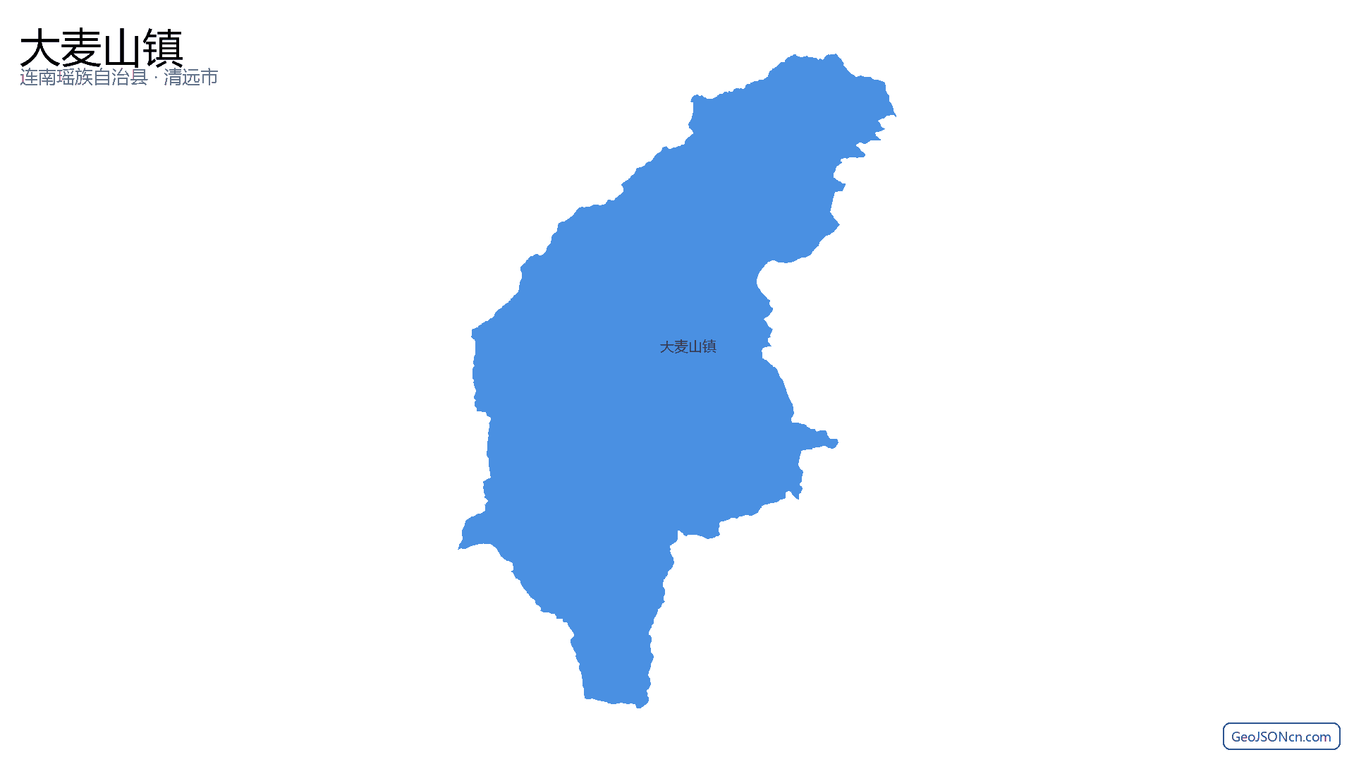 大麦山镇行政区划边界地图（连南瑶族自治县·清远市）,提供GeoJSON、SHP矢量边界数据下载及高清地图大图(PNG/JPG) - GeoJSONcn.com
