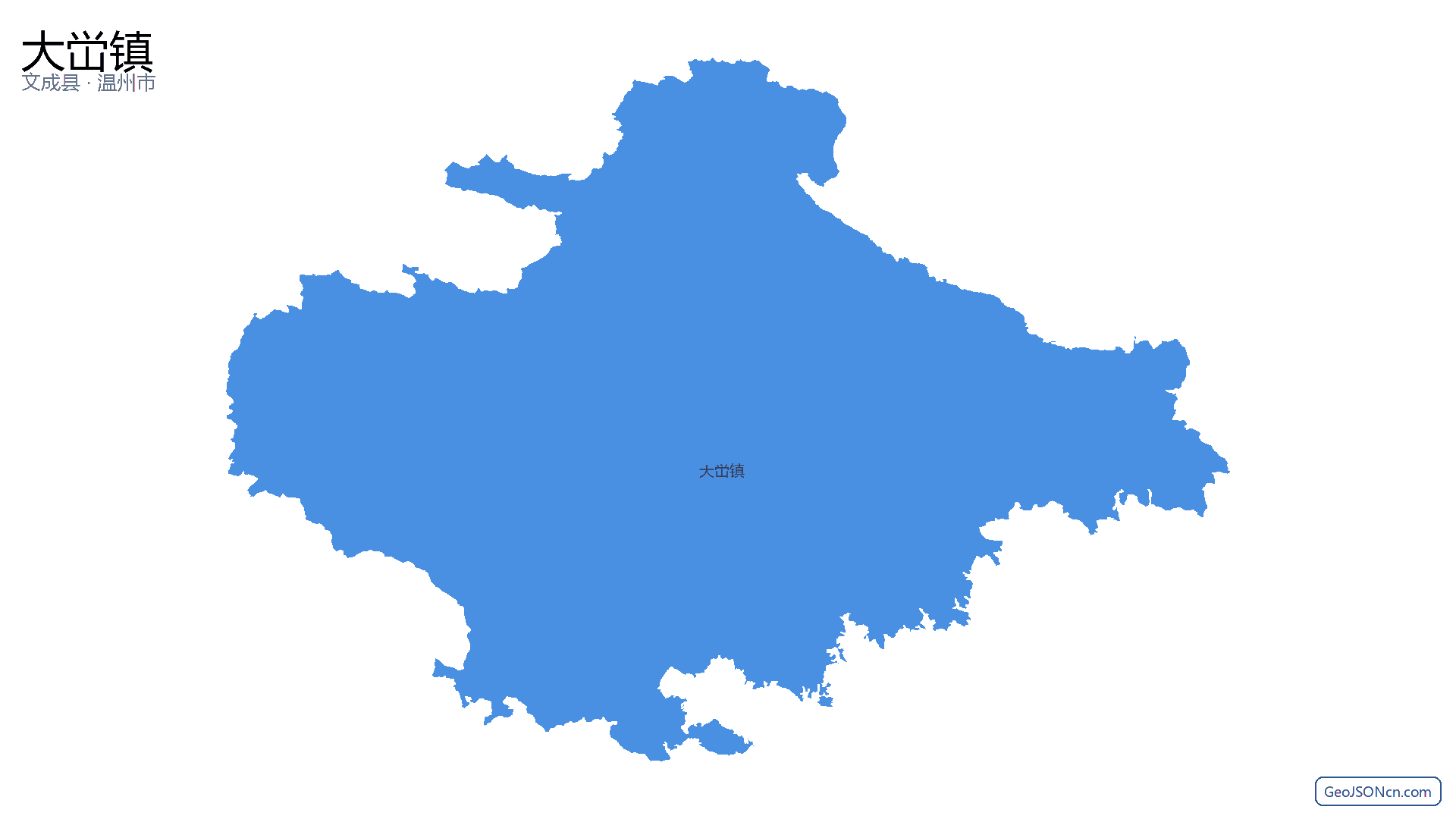 大峃镇行政区划边界地图(文成县·温州市),提供GeoJSON、SHP矢量边界数据下载及高清地图大图(PNG/JPG) - GeoJSONcn.com