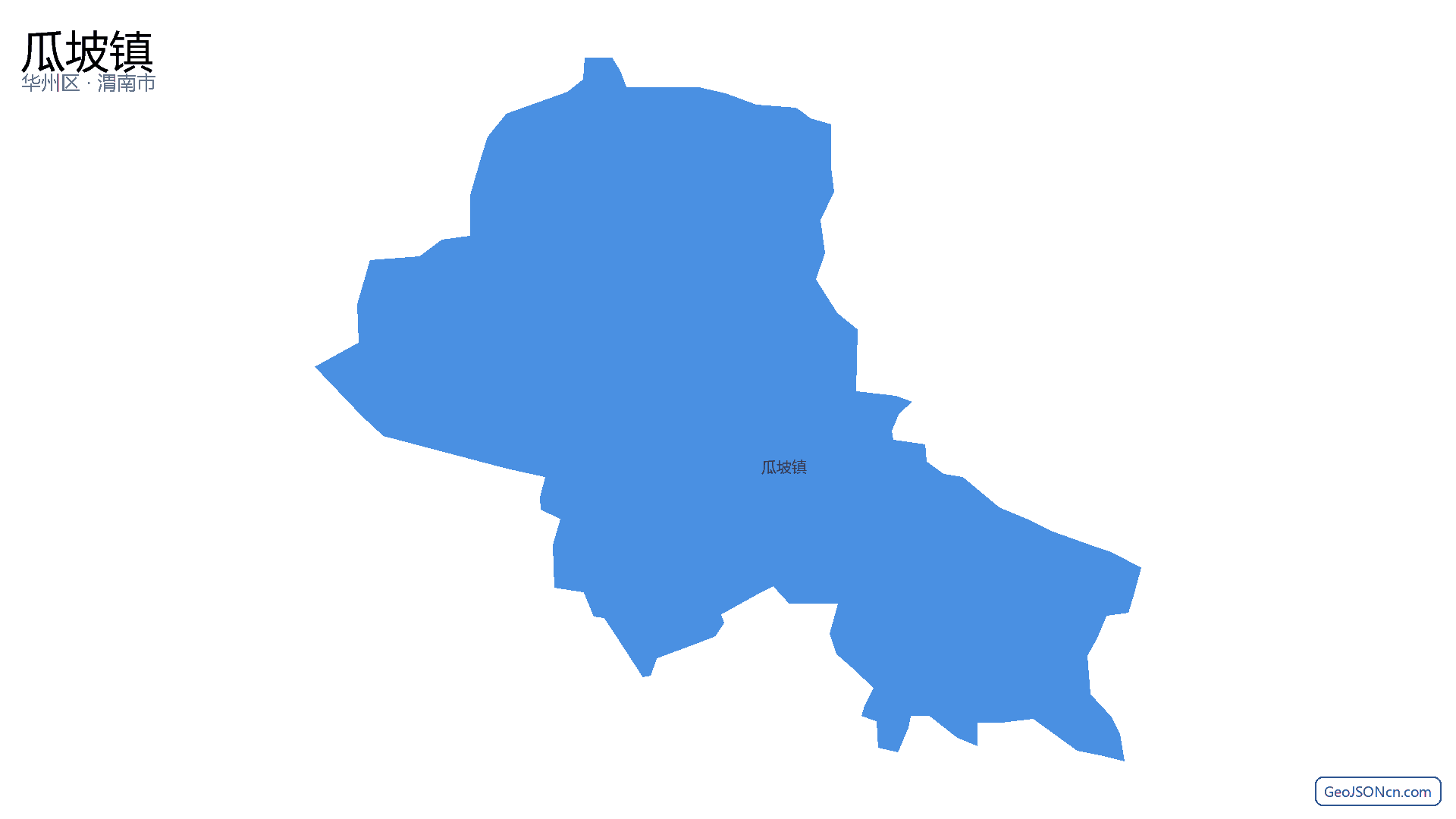 瓜坡镇行政区划边界地图（华州区·渭南市）,提供GeoJSON、SHP矢量边界数据下载及高清地图大图(PNG/JPG) - GeoJSONcn.com