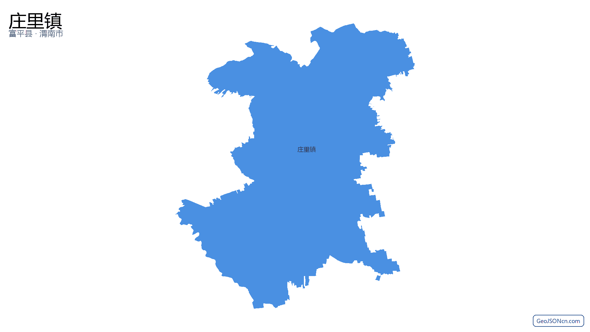 庄里镇行政区划边界地图（富平县·渭南市）,提供GeoJSON、SHP矢量边界数据下载及高清地图大图(PNG/JPG) - GeoJSONcn.com
