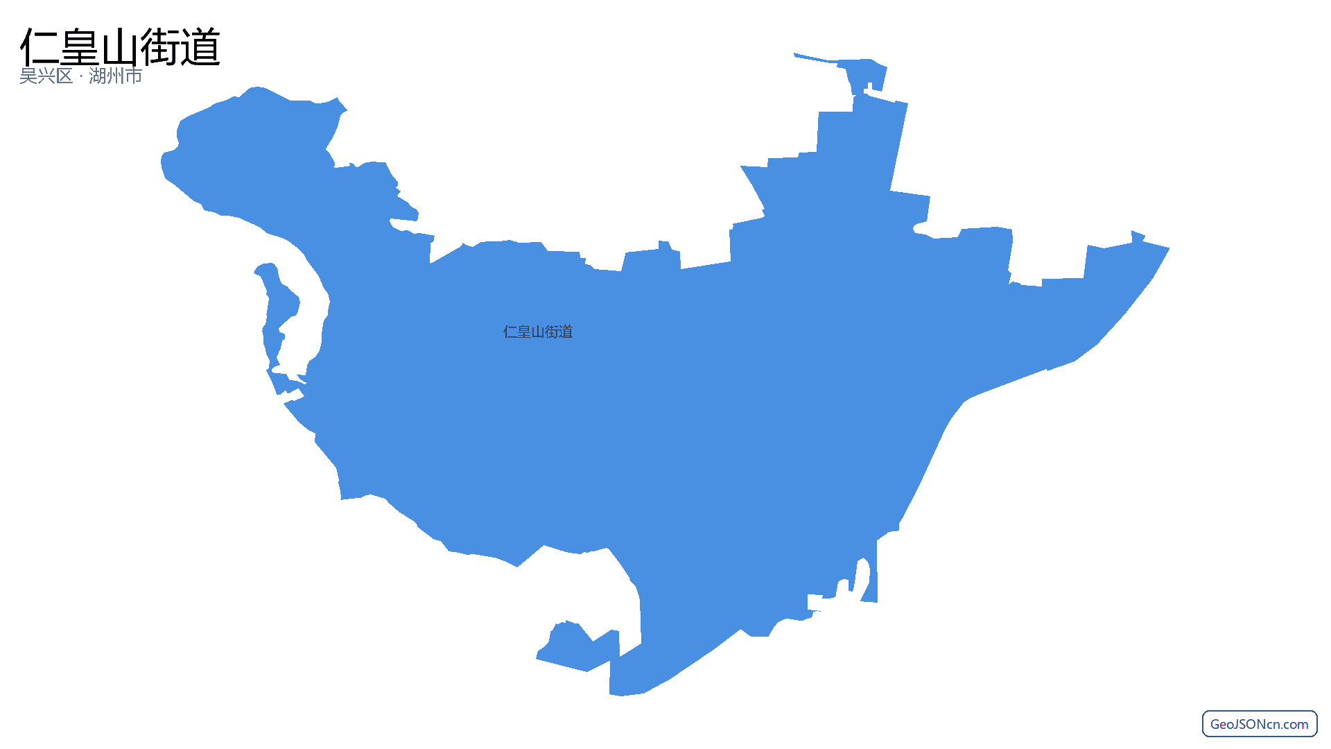 仁皇山街道行政区划边界地图(吴兴区·湖州市),提供GeoJSON、SHP矢量边界数据下载及高清地图大图(PNG/JPG) - GeoJSONcn.com