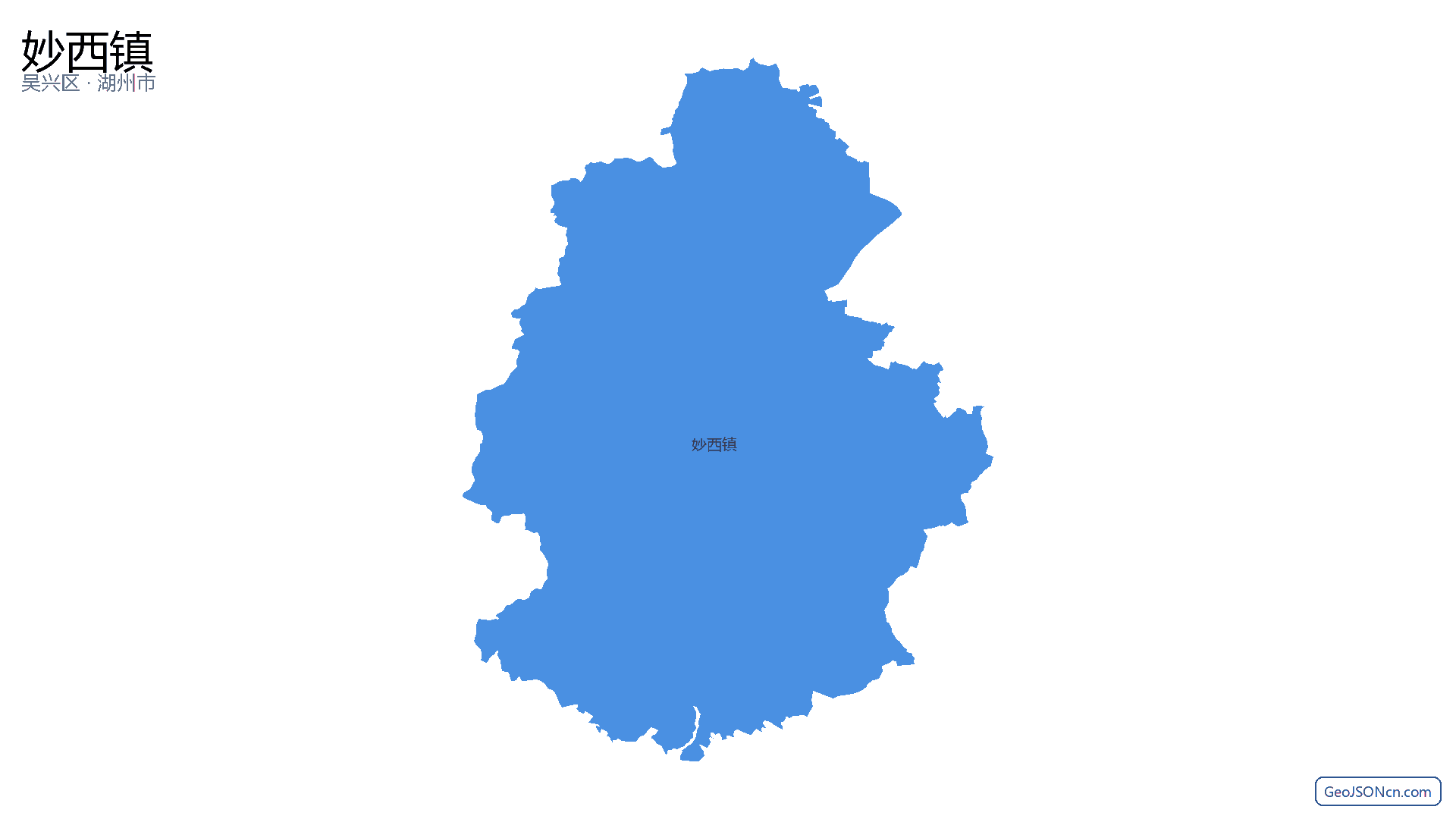 妙西镇行政区划边界地图(吴兴区·湖州市),提供GeoJSON、SHP矢量边界数据下载及高清地图大图(PNG/JPG) - GeoJSONcn.com