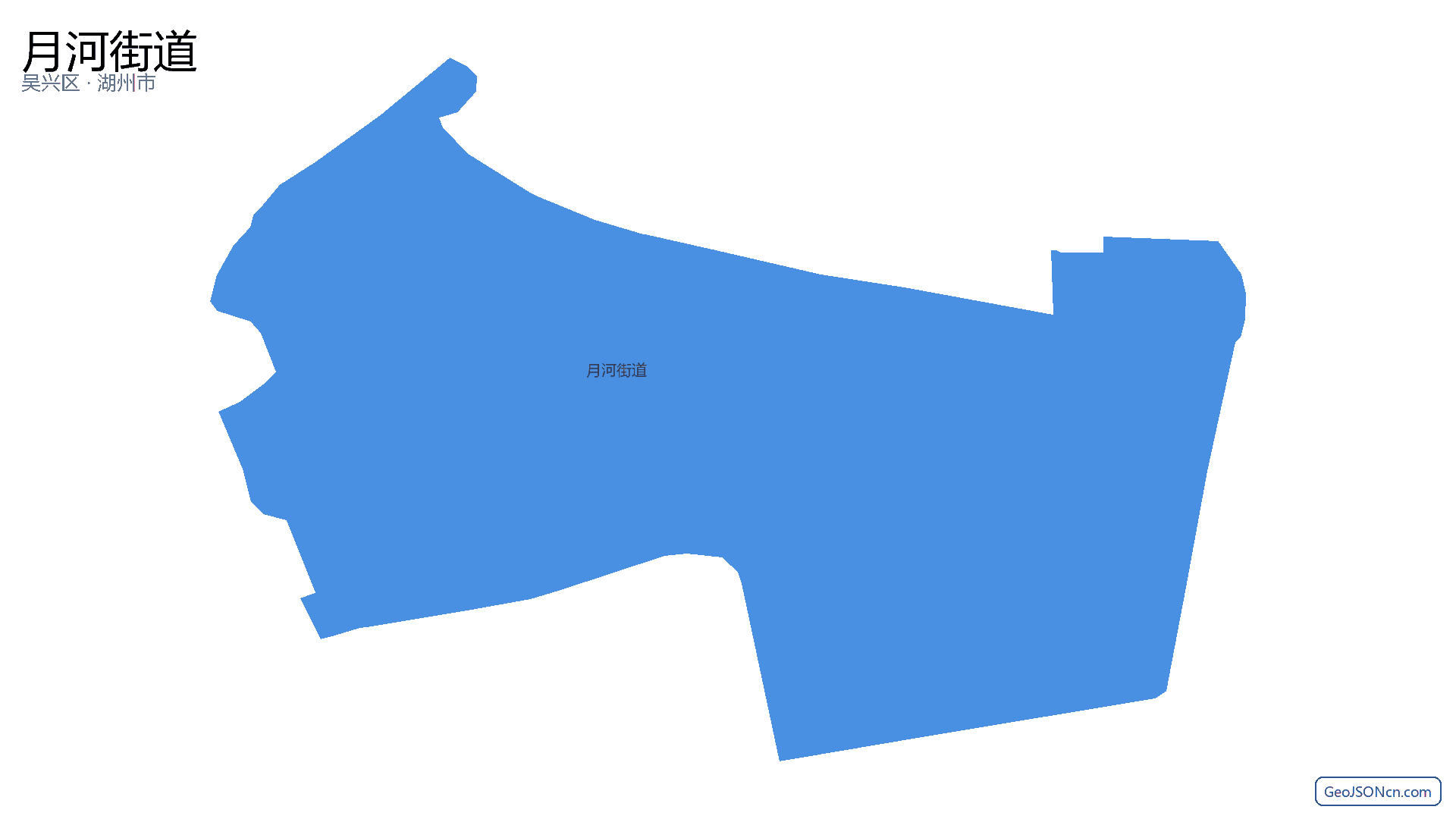月河街道行政区划边界地图(吴兴区·湖州市),提供GeoJSON、SHP矢量边界数据下载及高清地图大图(PNG/JPG) - GeoJSONcn.com