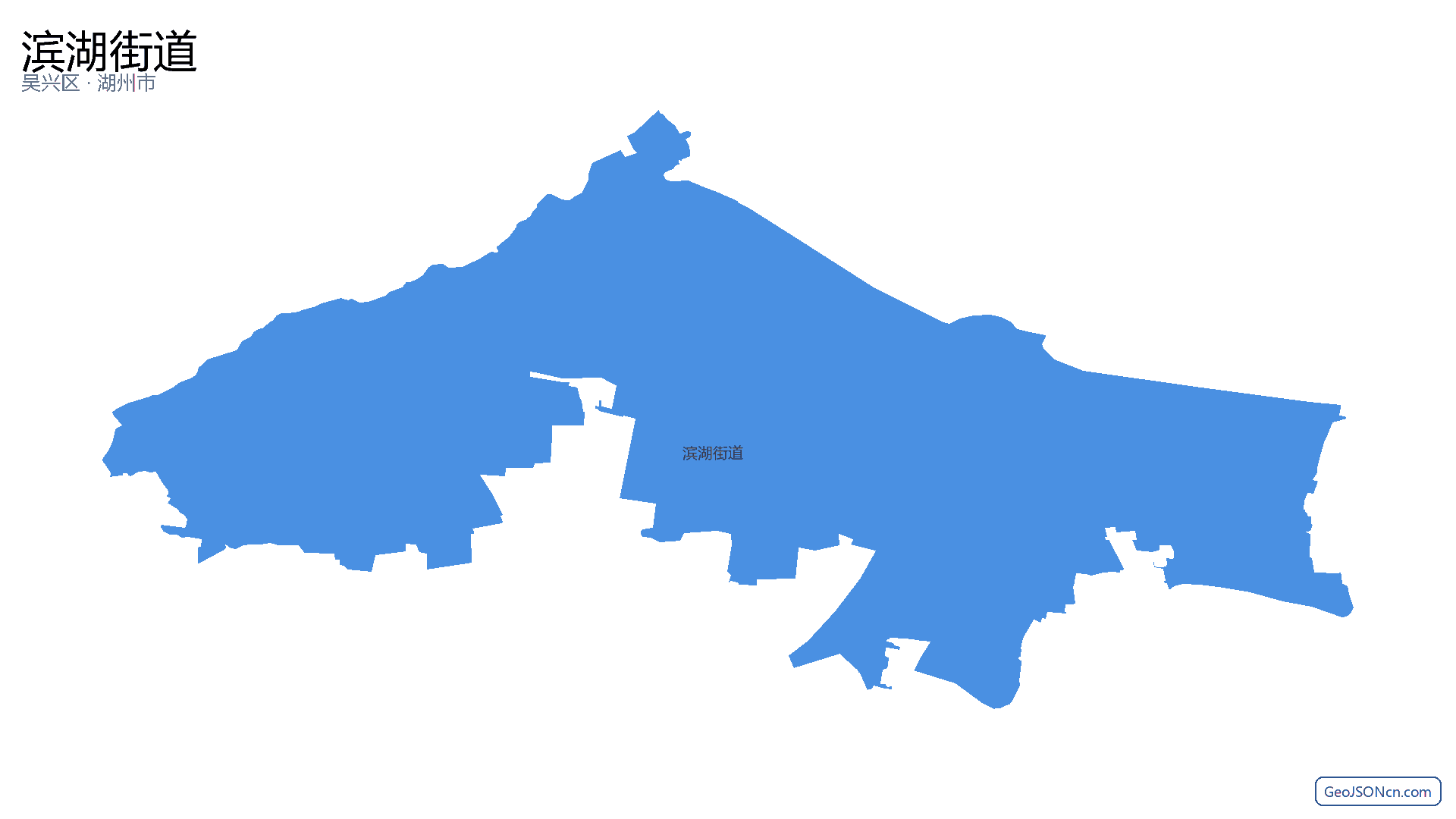 滨湖街道行政区划边界地图(吴兴区·湖州市),提供GeoJSON、SHP矢量边界数据下载及高清地图大图(PNG/JPG) - GeoJSONcn.com