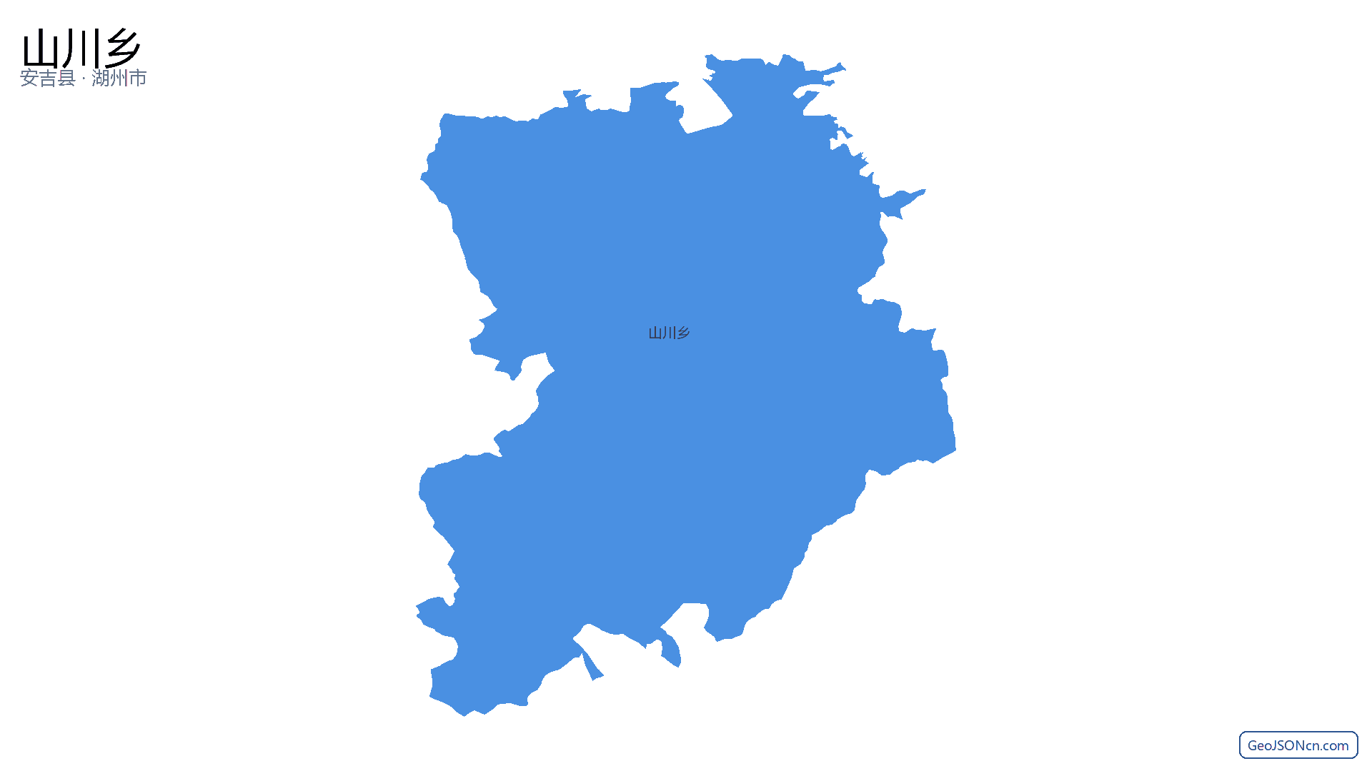 山川乡行政区划边界地图（安吉县·湖州市）,提供GeoJSON、SHP矢量边界数据下载及高清地图大图(PNG/JPG) - GeoJSONcn.com