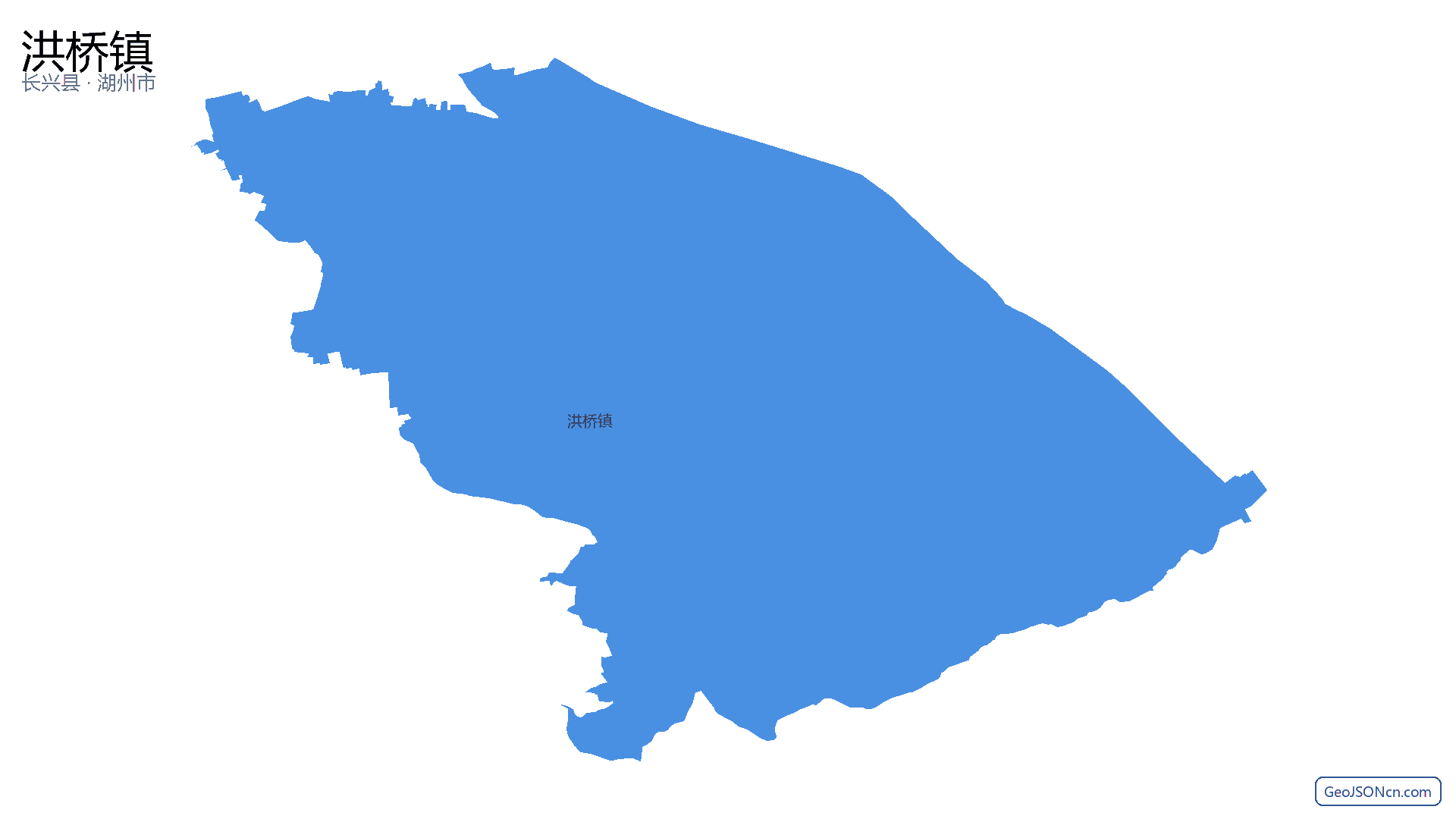 洪桥镇行政区划边界地图(长兴县·湖州市),提供GeoJSON、SHP矢量边界数据下载及高清地图大图(PNG/JPG) - GeoJSONcn.com