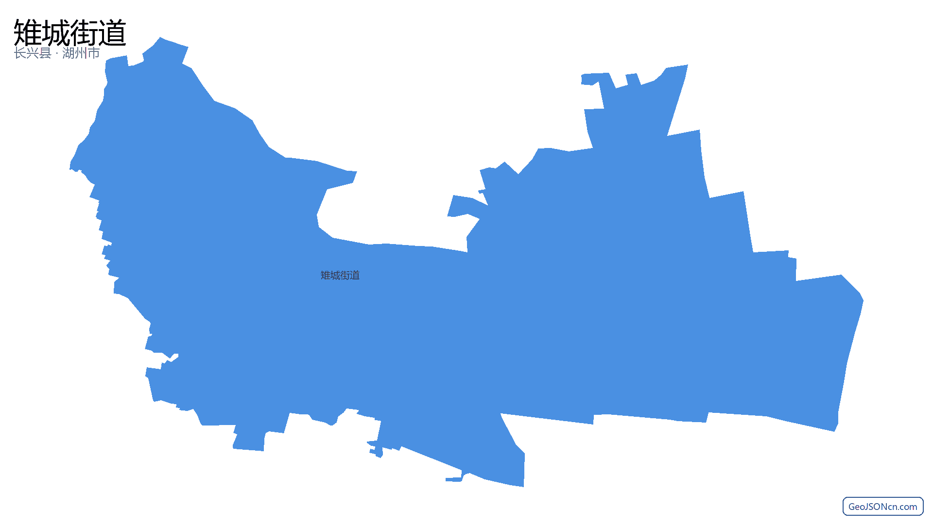 雉城街道行政区划边界地图（长兴县·湖州市）,提供GeoJSON、SHP矢量边界数据下载及高清地图大图(PNG/JPG) - GeoJSONcn.com