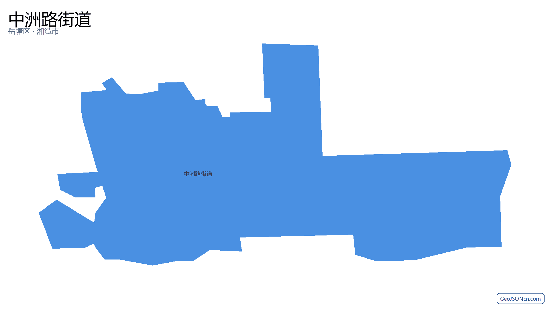 中洲路街道行政区划边界地图(岳塘区·湘潭市),提供GeoJSON、SHP矢量边界数据下载及高清地图大图(PNG/JPG) - GeoJSONcn.com