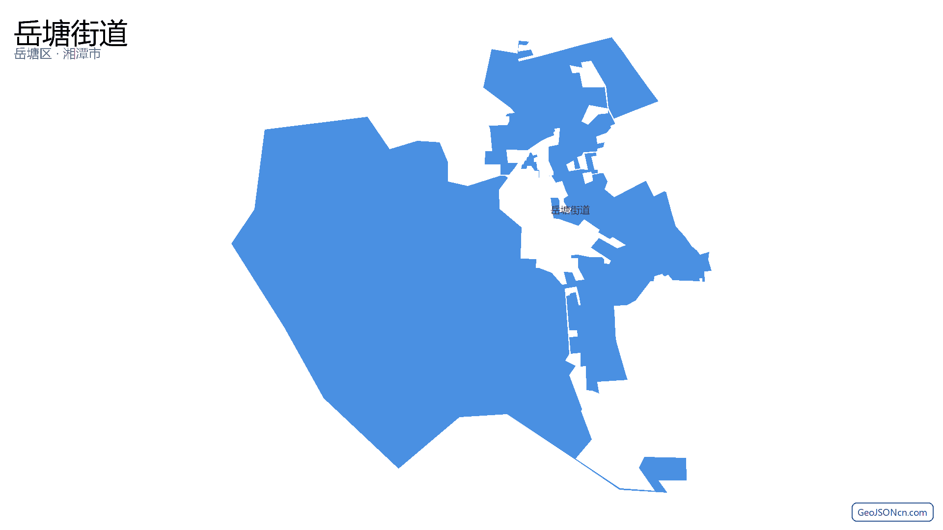 岳塘街道行政区划边界地图(岳塘区·湘潭市),提供GeoJSON、SHP矢量边界数据下载及高清地图大图(PNG/JPG) - GeoJSONcn.com