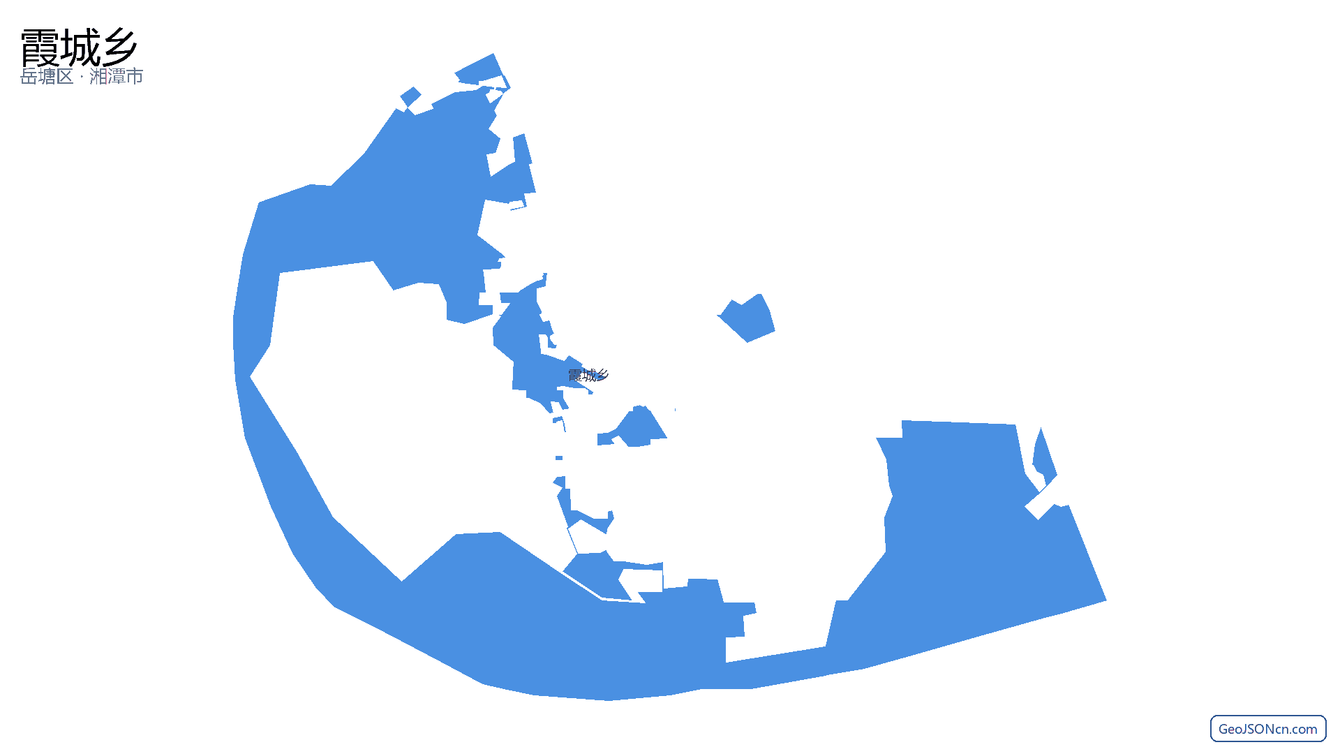 霞城乡行政区划边界地图(岳塘区·湘潭市),提供GeoJSON、SHP矢量边界数据下载及高清地图大图(PNG/JPG) - GeoJSONcn.com