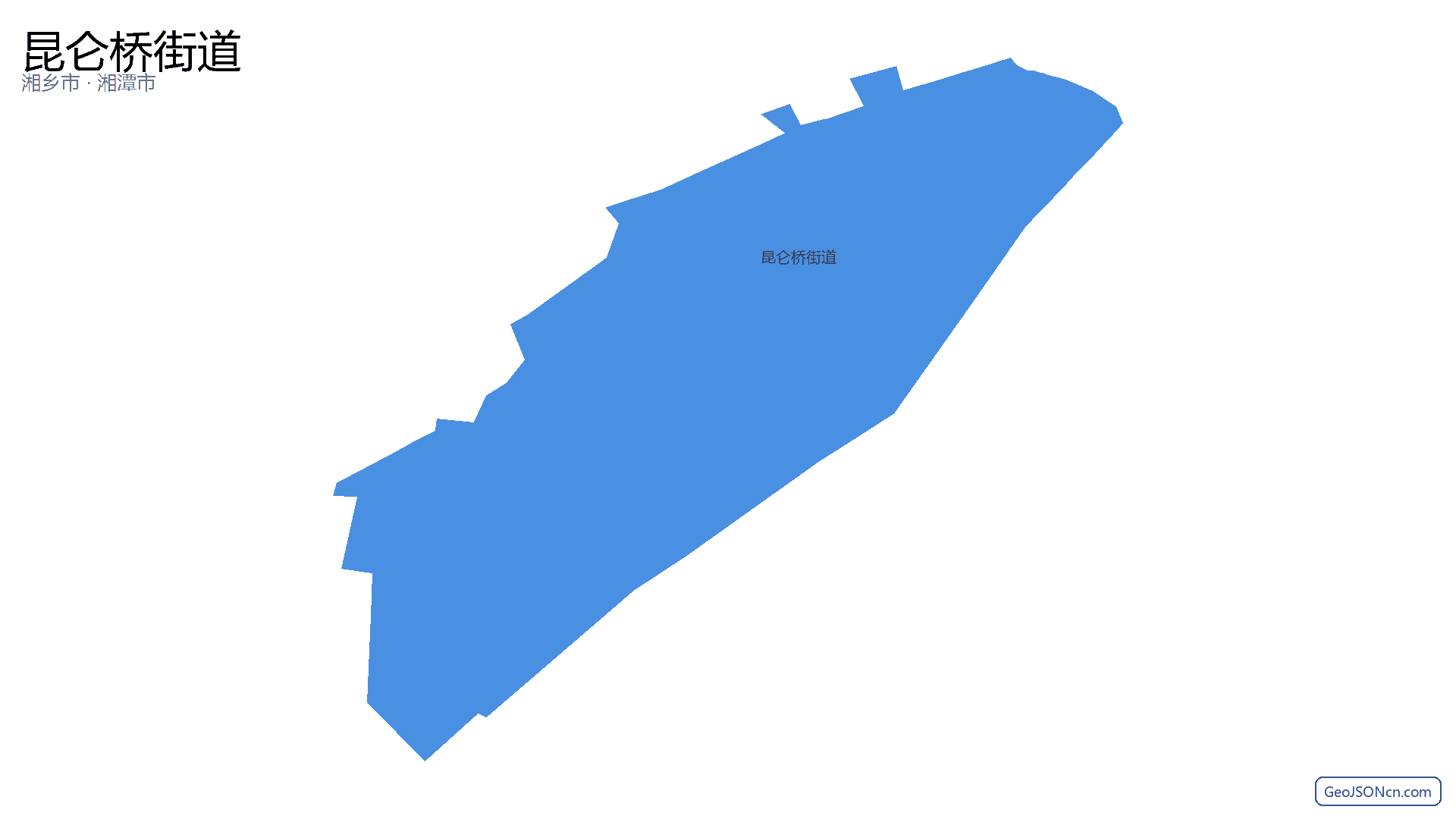 昆仑桥街道行政区划边界地图(湘乡市·湘潭市),提供GeoJSON、SHP矢量边界数据下载及高清地图大图(PNG/JPG) - GeoJSONcn.com