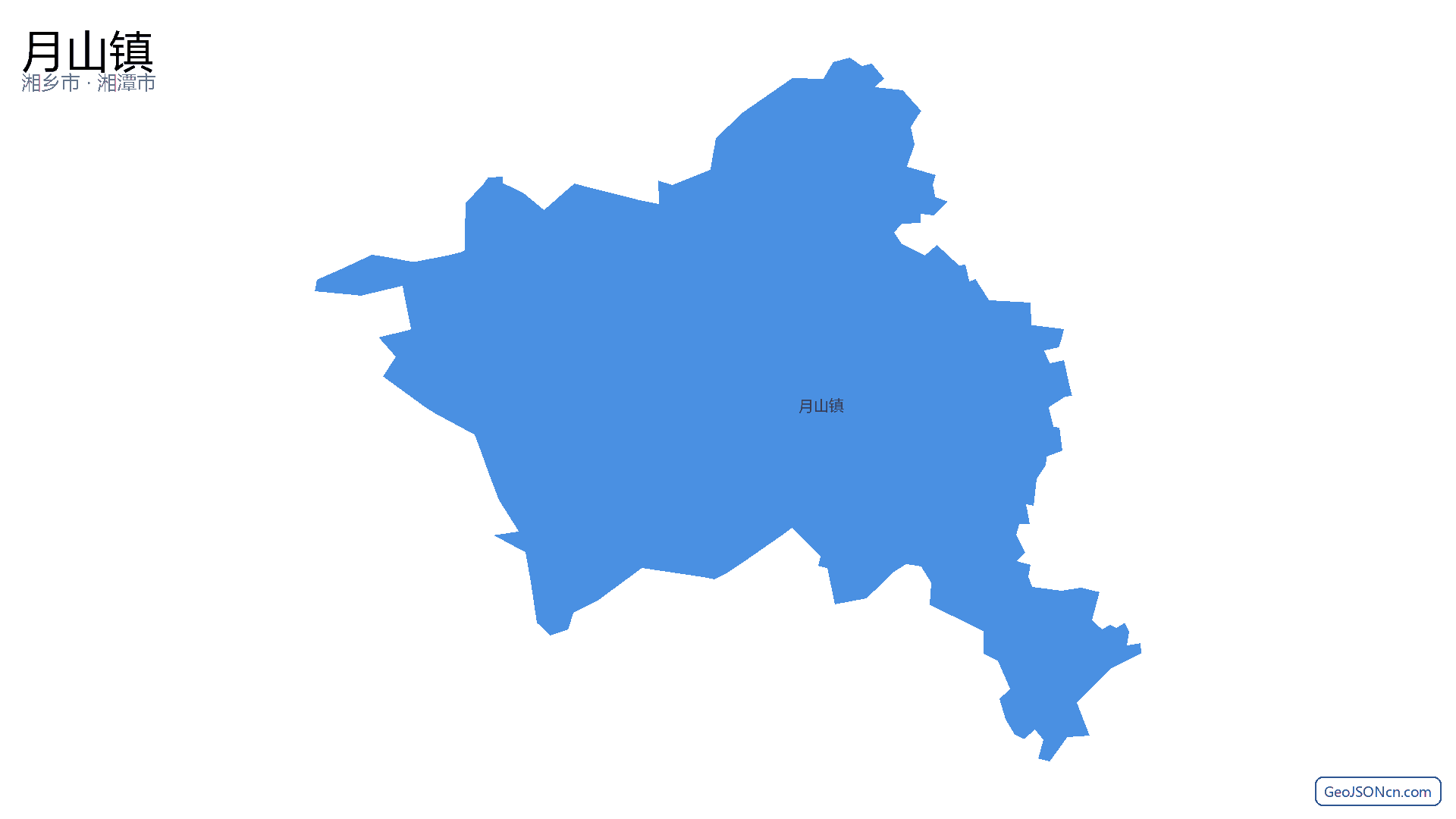 月山镇行政区划边界地图（湘乡市·湘潭市）,提供GeoJSON、SHP矢量边界数据下载及高清地图大图(PNG/JPG) - GeoJSONcn.com