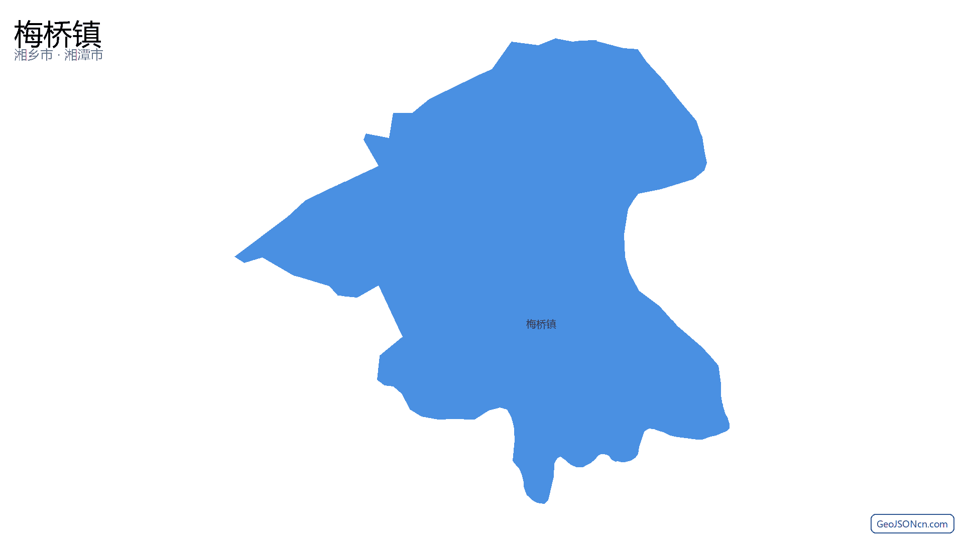梅桥镇行政区划边界地图（湘乡市·湘潭市）,提供GeoJSON、SHP矢量边界数据下载及高清地图大图(PNG/JPG) - GeoJSONcn.com