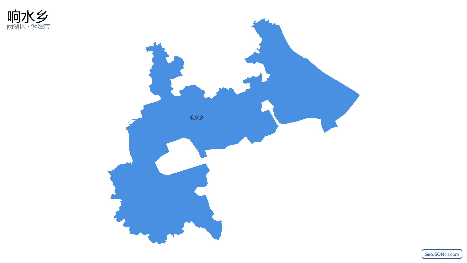 响水乡行政区划边界地图（雨湖区·湘潭市）,提供GeoJSON、SHP矢量边界数据下载及高清地图大图(PNG/JPG) - GeoJSONcn.com