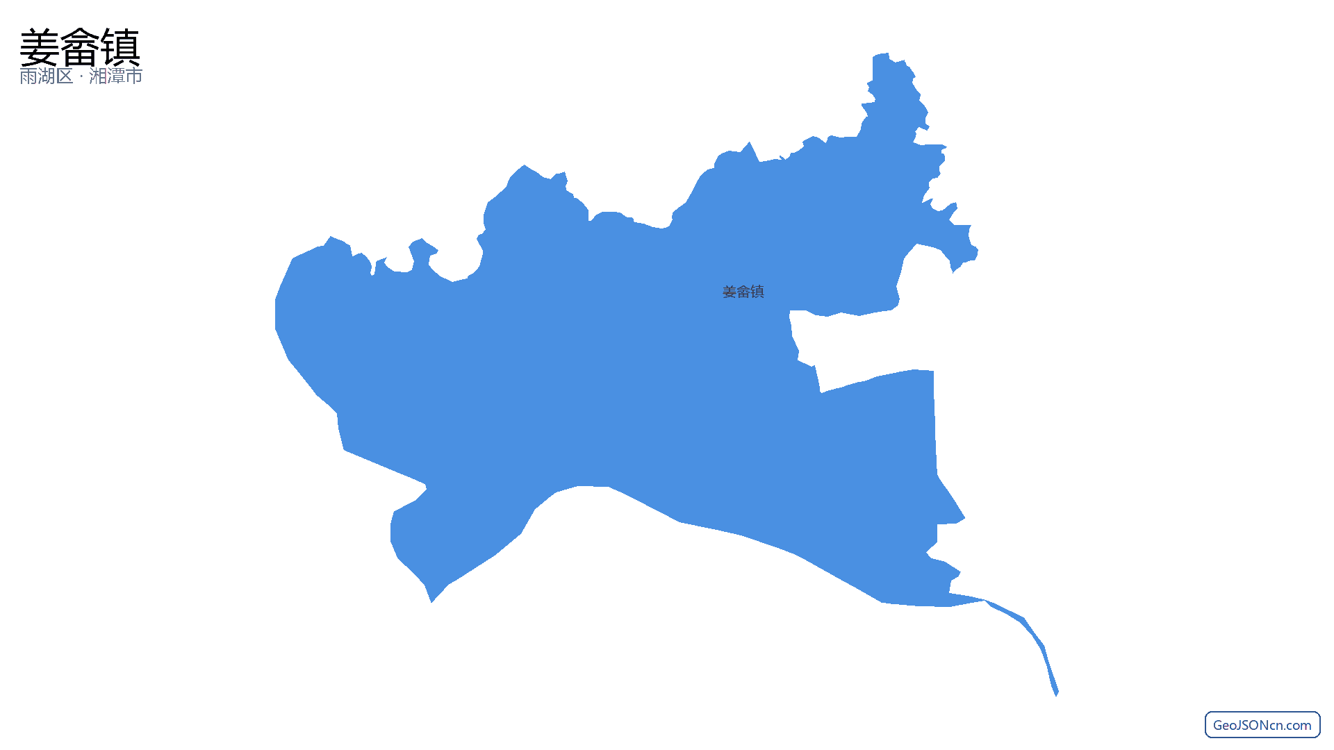 姜畲镇行政区划边界地图(雨湖区·湘潭市),提供GeoJSON、SHP矢量边界数据下载及高清地图大图(PNG/JPG) - GeoJSONcn.com