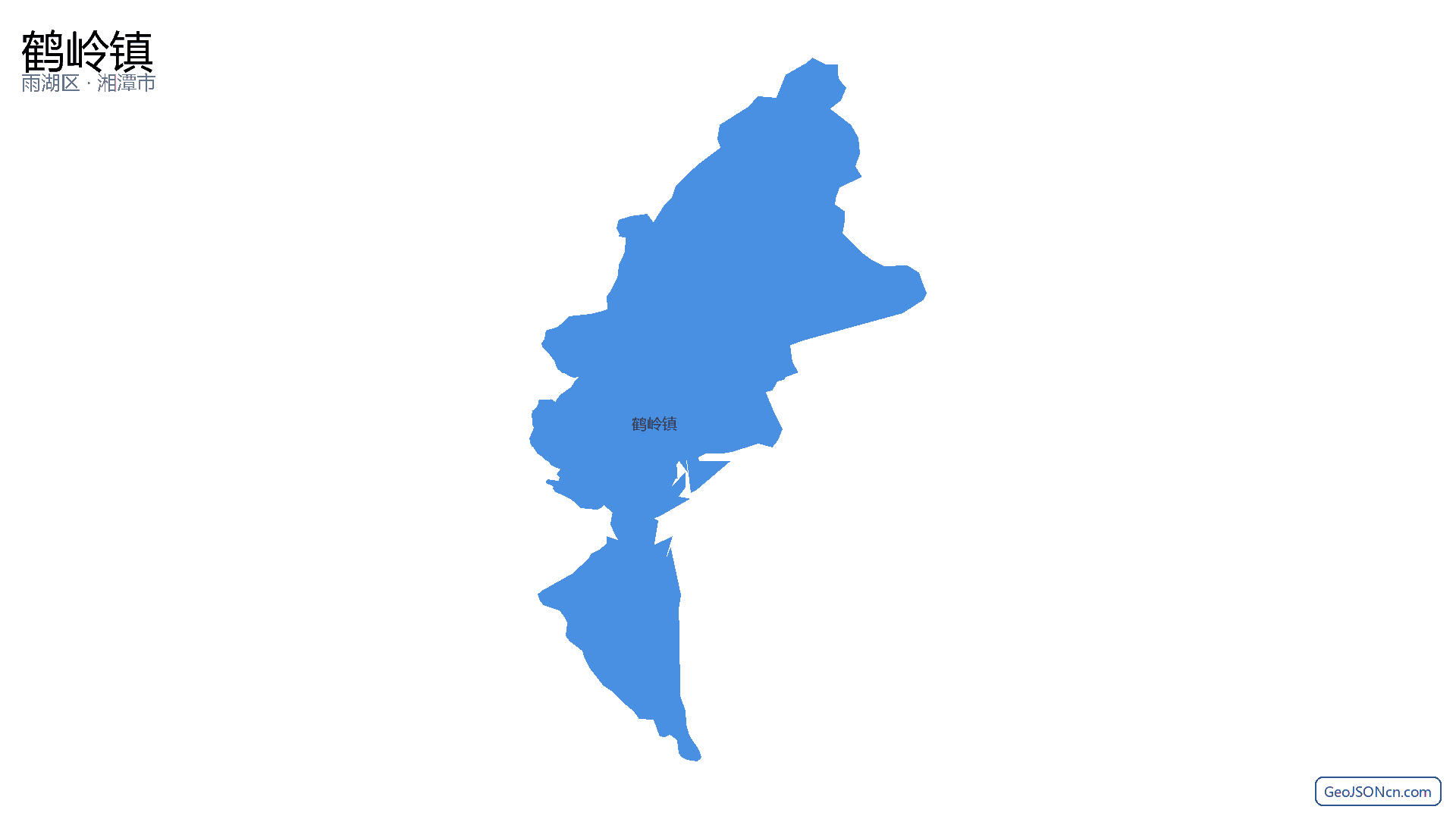 鹤岭镇行政区划边界地图(雨湖区·湘潭市),提供GeoJSON、SHP矢量边界数据下载及高清地图大图(PNG/JPG) - GeoJSONcn.com