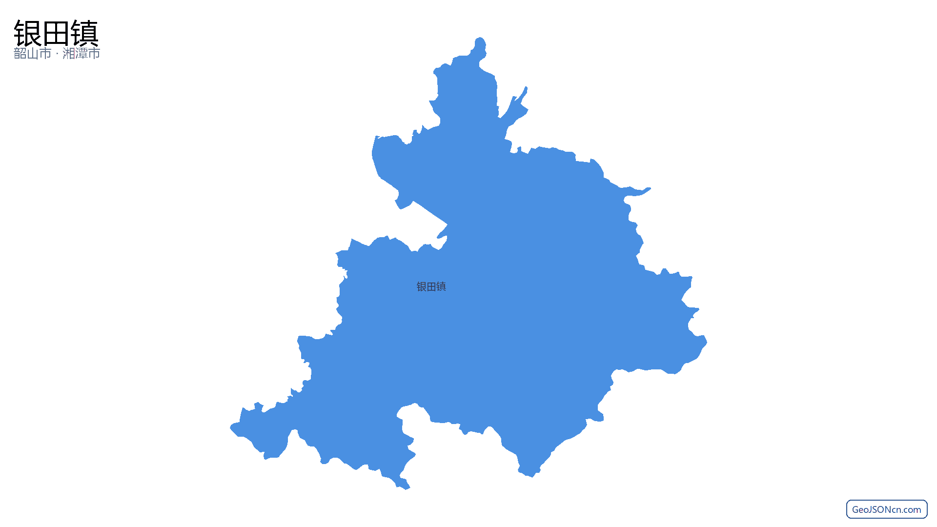 银田镇行政区划边界地图（韶山市·湘潭市）,提供GeoJSON、SHP矢量边界数据下载及高清地图大图(PNG/JPG) - GeoJSONcn.com