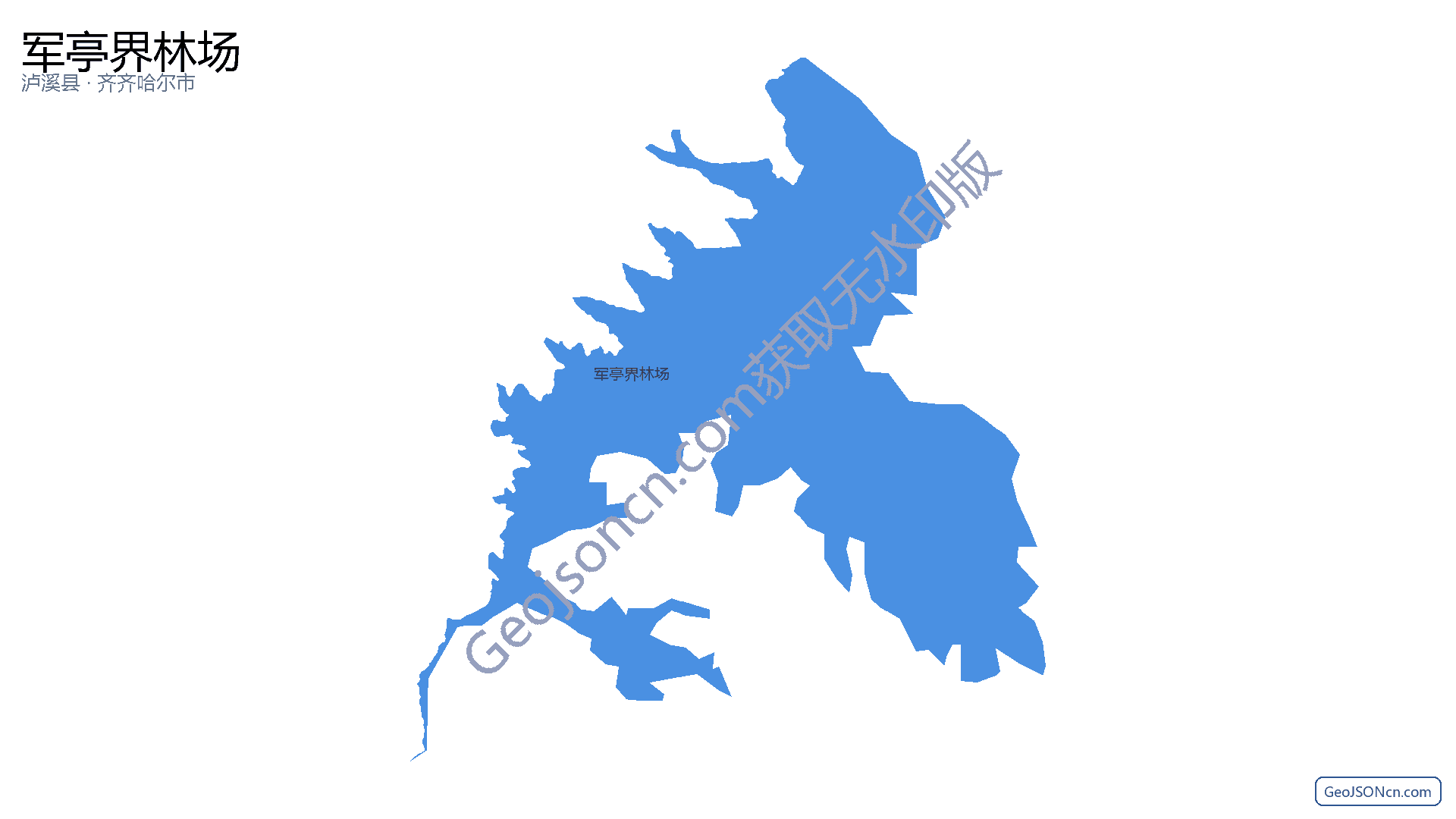 军亭界林场行政区划边界地图（泸溪县·湘西土家族苗族自治州）,提供GeoJSON、SHP矢量边界数据下载及高清地图大图(PNG/JPG) - GeoJSONcn.com