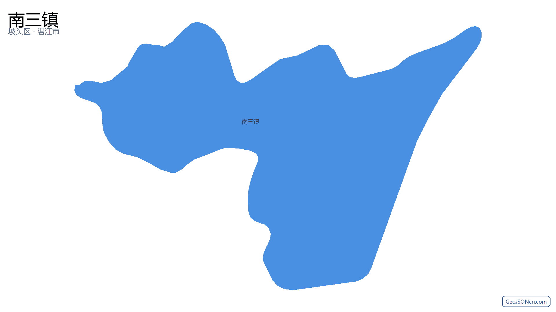 南三镇行政区划边界地图（坡头区·湛江市）,提供GeoJSON、SHP矢量边界数据下载及高清地图大图(PNG/JPG) - GeoJSONcn.com