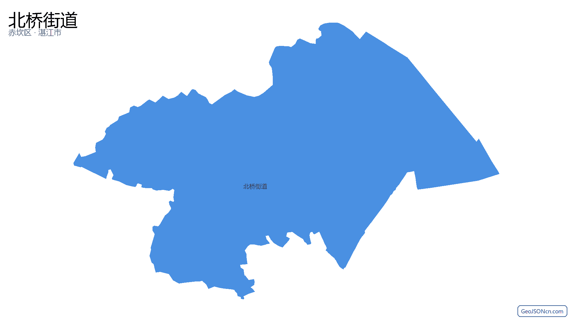 北桥街道行政区划边界地图（赤坎区·湛江市）,提供GeoJSON、SHP矢量边界数据下载及高清地图大图(PNG/JPG) - GeoJSONcn.com