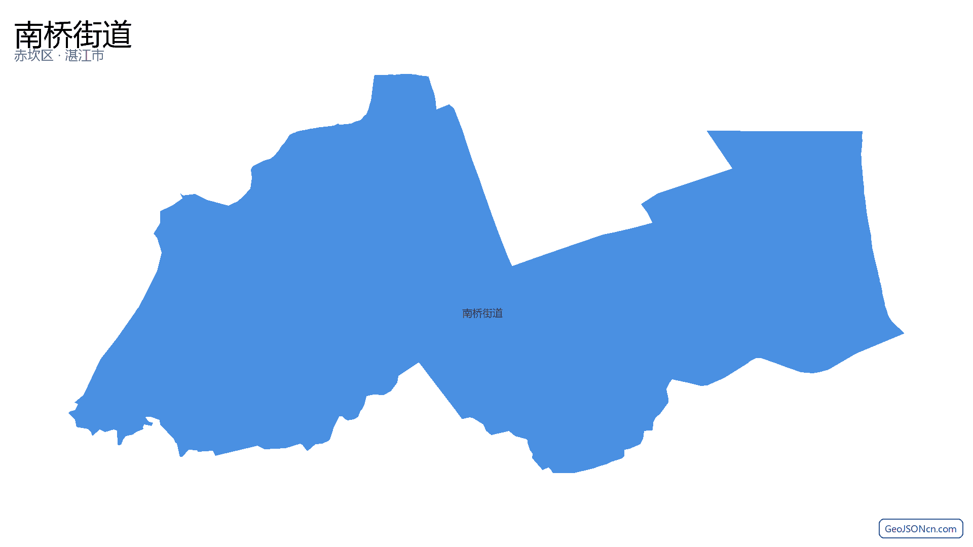 南桥街道行政区划边界地图（赤坎区·湛江市）,提供GeoJSON、SHP矢量边界数据下载及高清地图大图(PNG/JPG) - GeoJSONcn.com