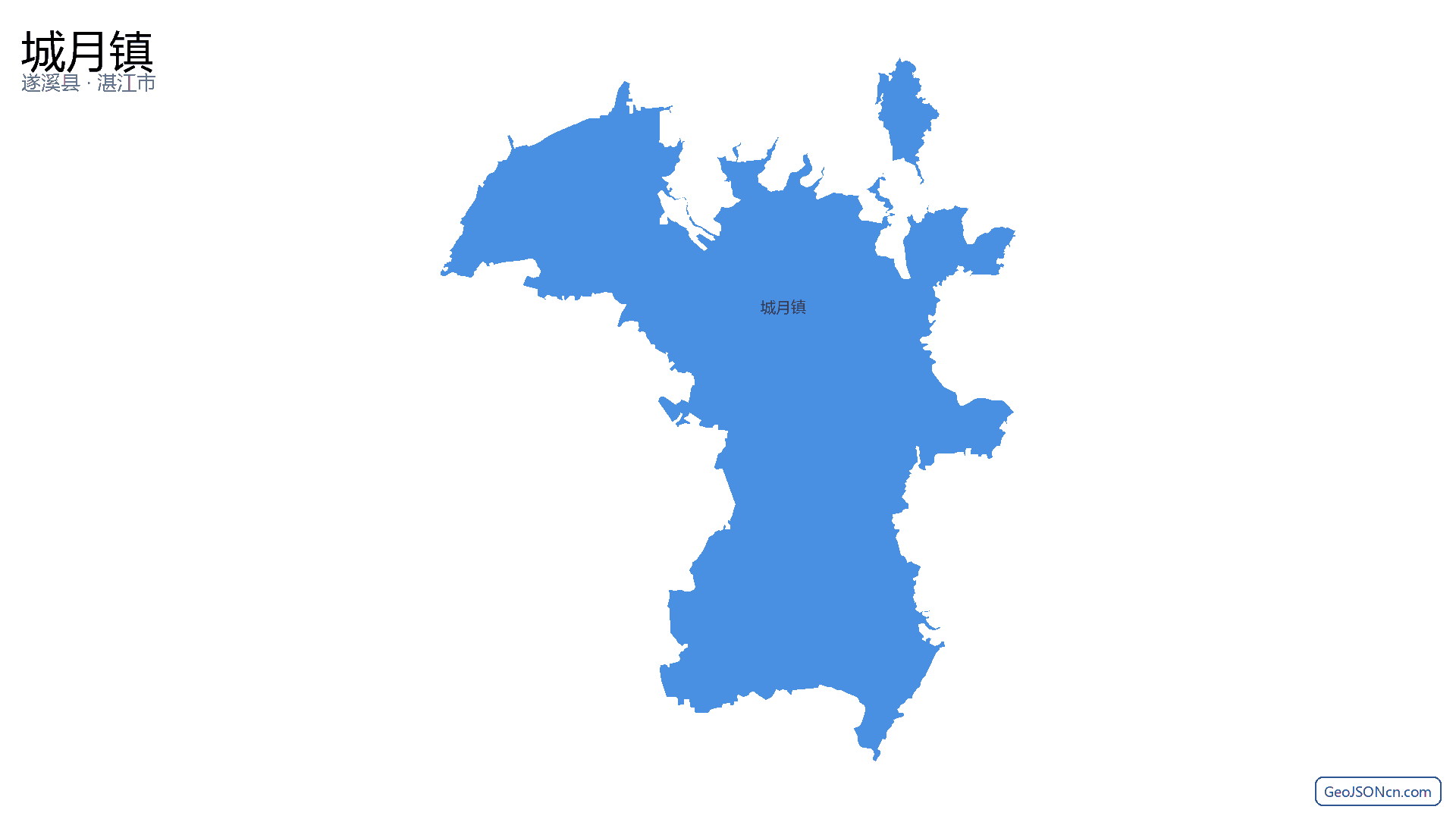 城月镇行政区划边界地图（遂溪县·湛江市）,提供GeoJSON、SHP矢量边界数据下载及高清地图大图(PNG/JPG) - GeoJSONcn.com