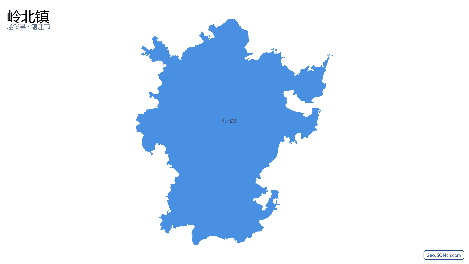 岭北镇行政区划边界地图(遂溪县·湛江市),提供GeoJSON、SHP矢量边界数据下载及高清地图大图(PNG/JPG) - GeoJSONcn.com