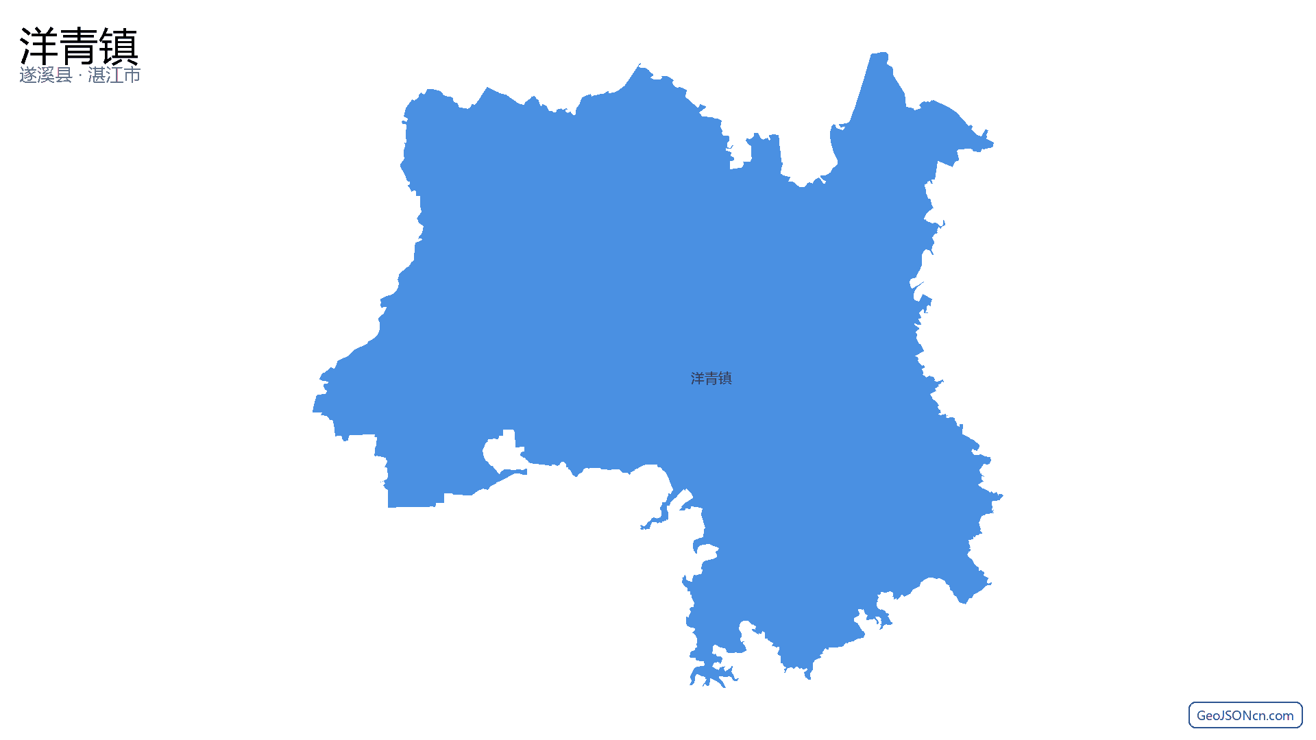 洋青镇行政区划边界地图(遂溪县·湛江市),提供GeoJSON、SHP矢量边界数据下载及高清地图大图(PNG/JPG) - GeoJSONcn.com