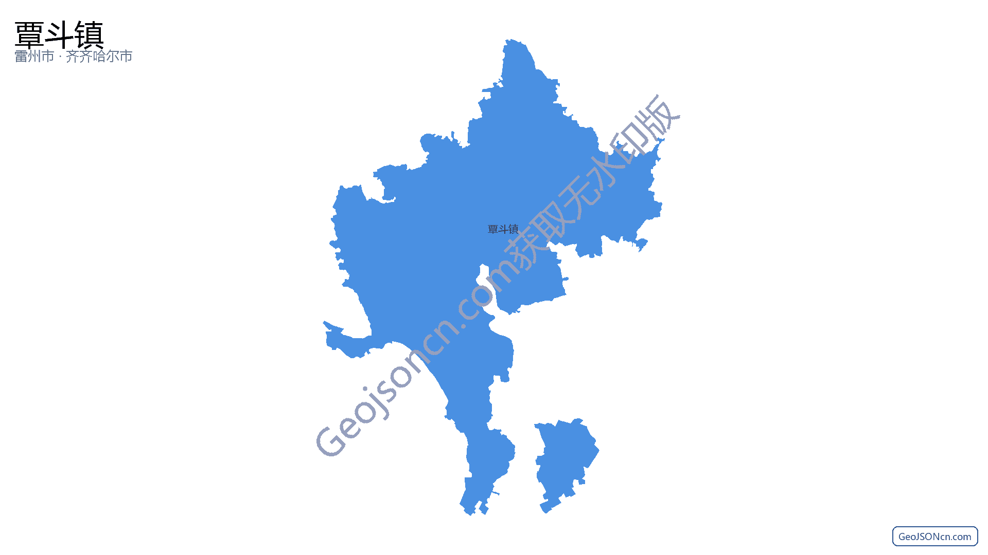 覃斗镇行政区划边界地图（雷州市·湛江市）,提供GeoJSON、SHP矢量边界数据下载及高清地图大图(PNG/JPG) - GeoJSONcn.com