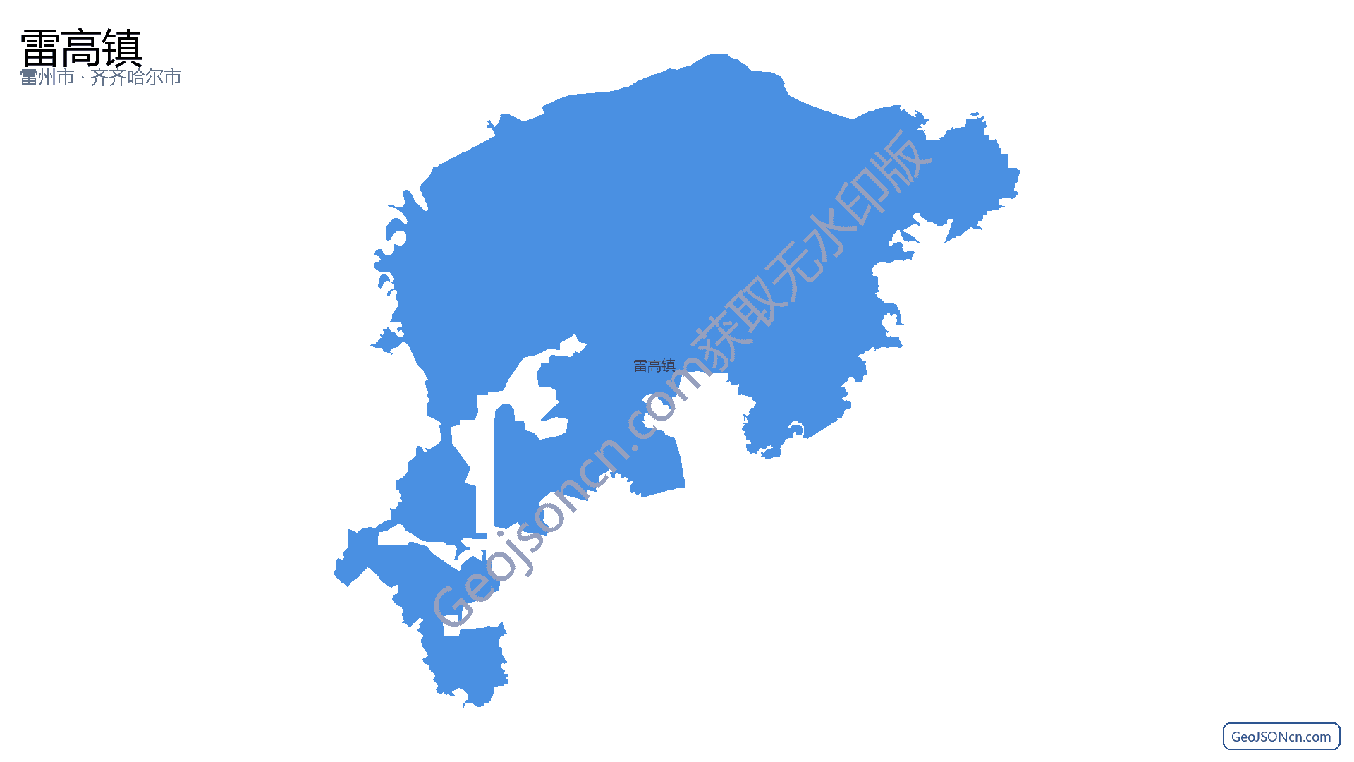 雷高镇行政区划边界地图（雷州市·湛江市）,提供GeoJSON、SHP矢量边界数据下载及高清地图大图(PNG/JPG) - GeoJSONcn.com