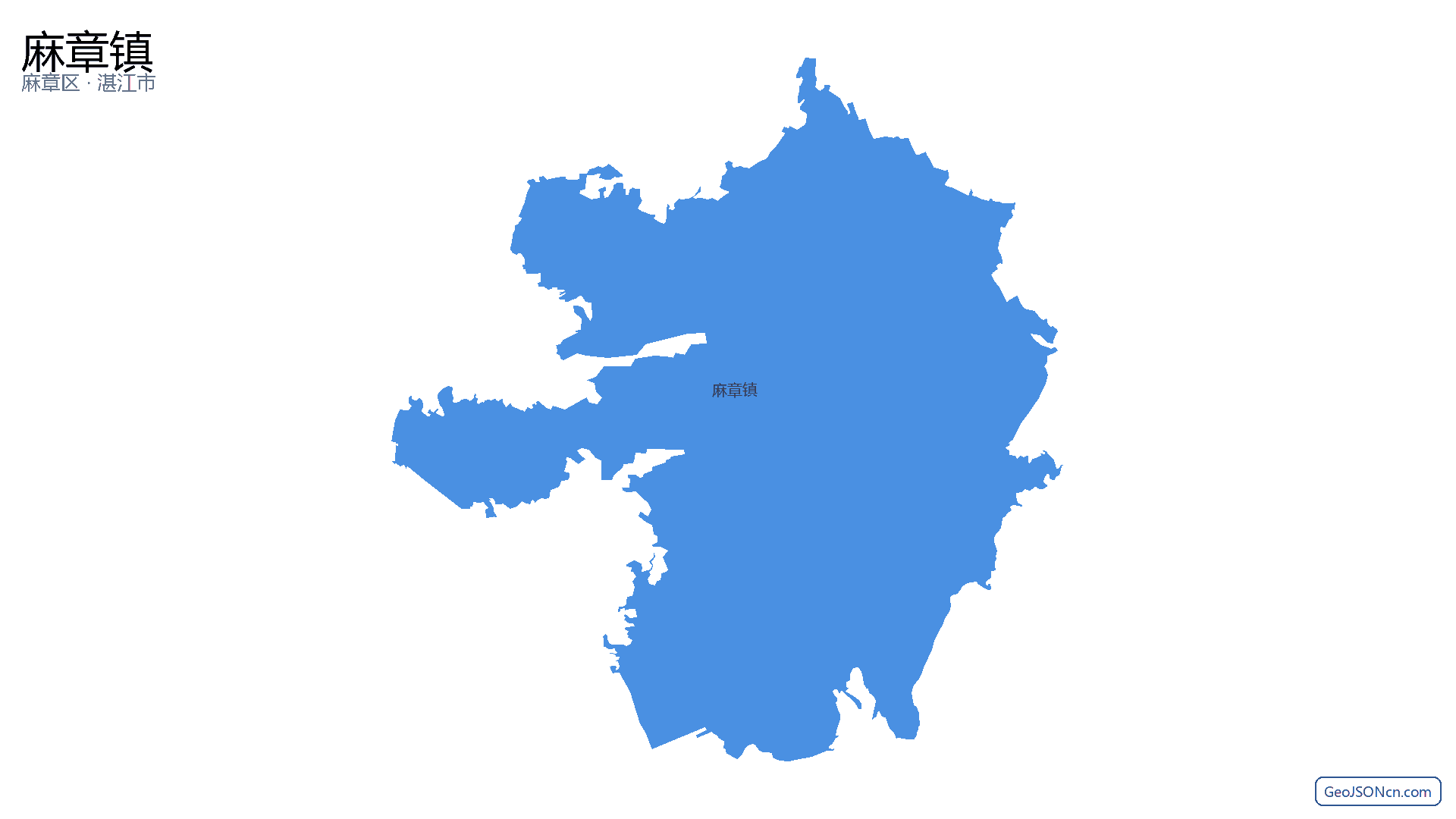 麻章镇行政区划边界地图（麻章区·湛江市）,提供GeoJSON、SHP矢量边界数据下载及高清地图大图(PNG/JPG) - GeoJSONcn.com