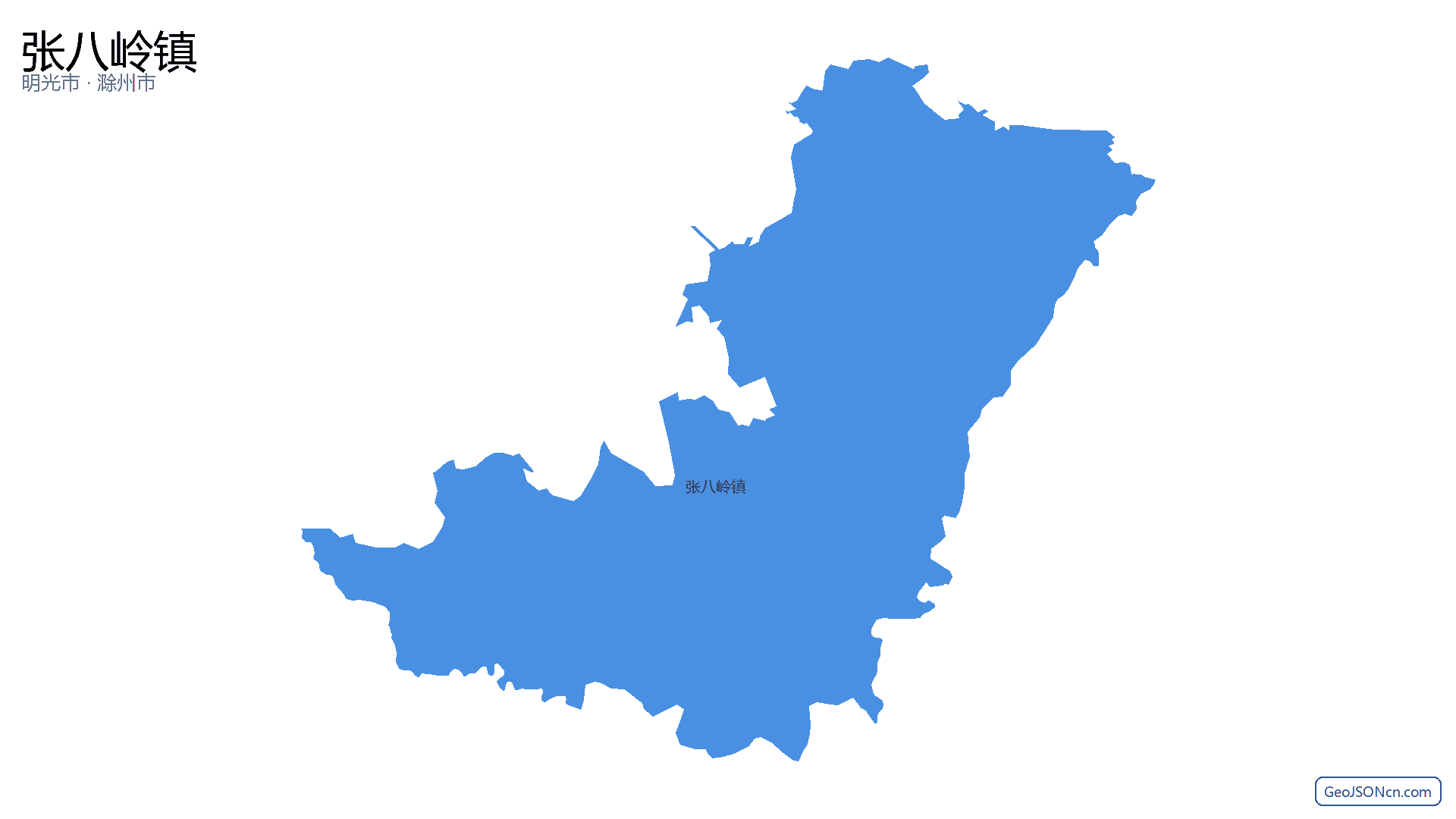 张八岭镇行政区划边界地图(明光市·滁州市),提供GeoJSON、SHP矢量边界数据下载及高清地图大图(PNG/JPG) - GeoJSONcn.com