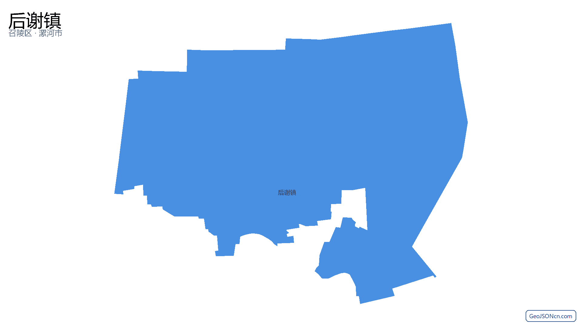 后谢镇行政区划边界地图(召陵区·漯河市),提供GeoJSON、SHP矢量边界数据下载及高清地图大图(PNG/JPG) - GeoJSONcn.com