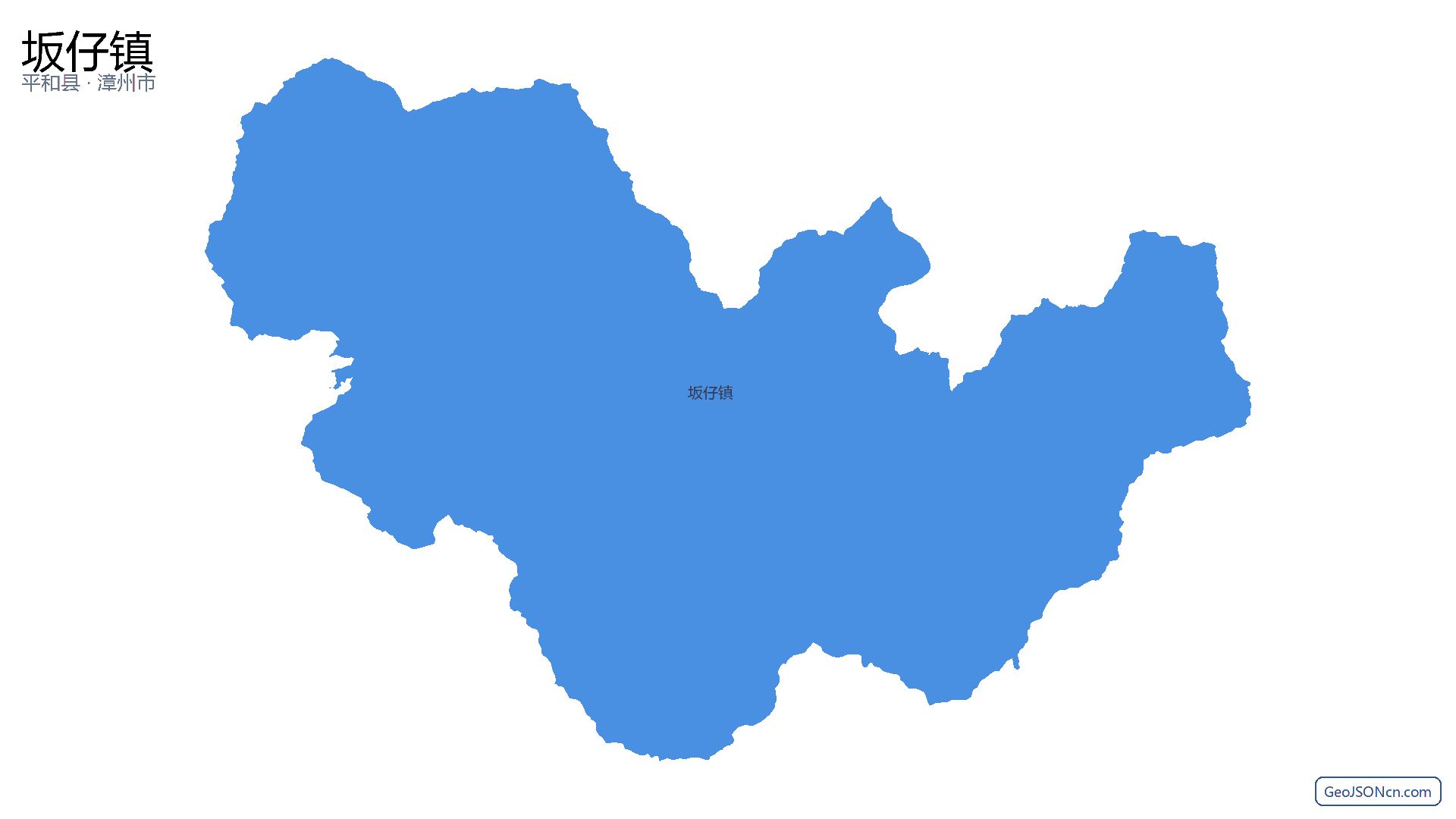 坂仔镇行政区划边界地图(平和县·漳州市),提供GeoJSON、SHP矢量边界数据下载及高清地图大图(PNG/JPG) - GeoJSONcn.com