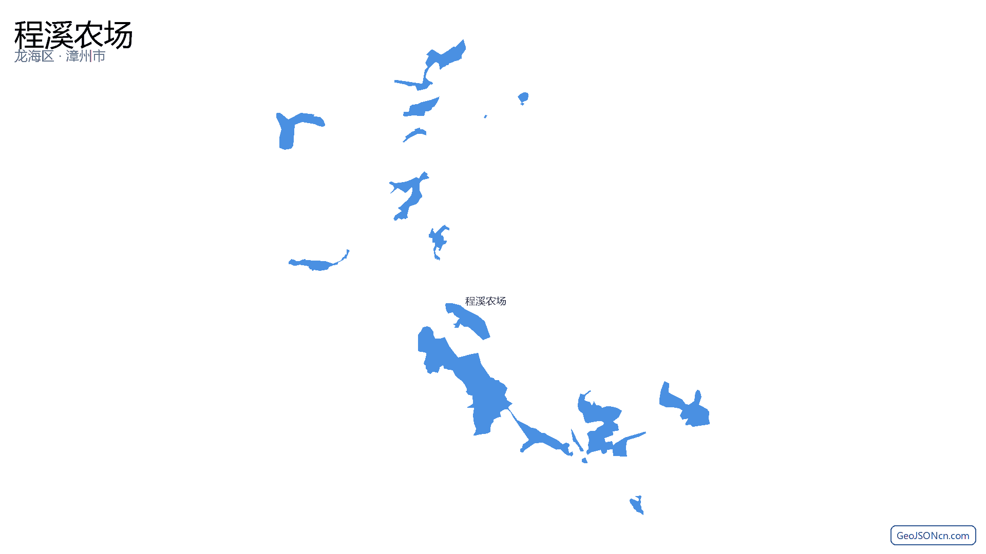 程溪农场行政区划边界地图(龙海区·漳州市),提供GeoJSON、SHP矢量边界数据下载及高清地图大图(PNG/JPG) - GeoJSONcn.com