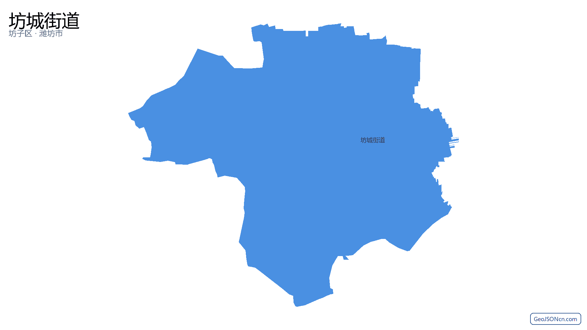 坊城街道行政区划边界地图（坊子区·潍坊市）,提供GeoJSON、SHP矢量边界数据下载及高清地图大图(PNG/JPG) - GeoJSONcn.com