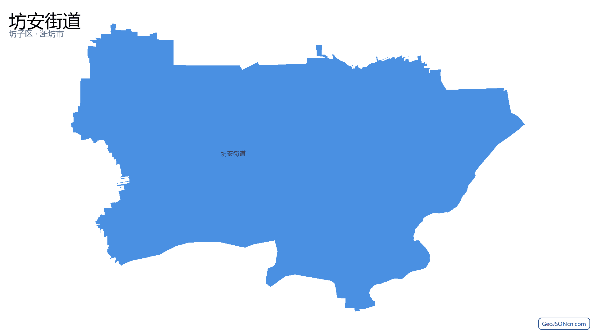 坊安街道行政区划边界地图（坊子区·潍坊市）,提供GeoJSON、SHP矢量边界数据下载及高清地图大图(PNG/JPG) - GeoJSONcn.com