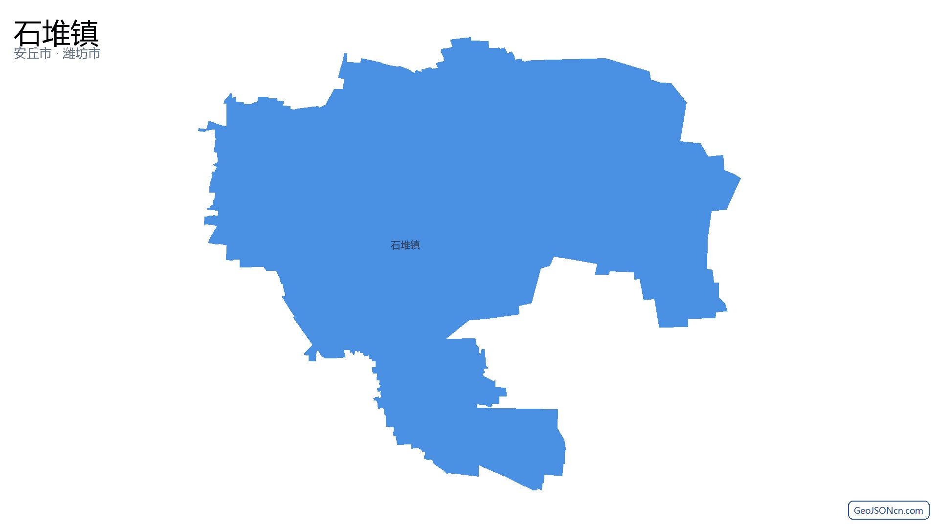 石堆镇行政区划边界地图（安丘市·潍坊市）,提供GeoJSON、SHP矢量边界数据下载及高清地图大图(PNG/JPG) - GeoJSONcn.com