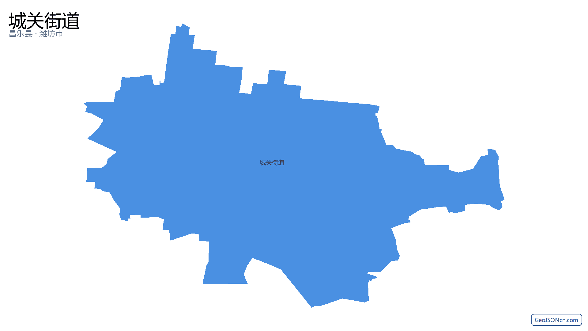 城关街道行政区划边界地图(昌乐县·潍坊市),提供GeoJSON、SHP矢量边界数据下载及高清地图大图(PNG/JPG) - GeoJSONcn.com