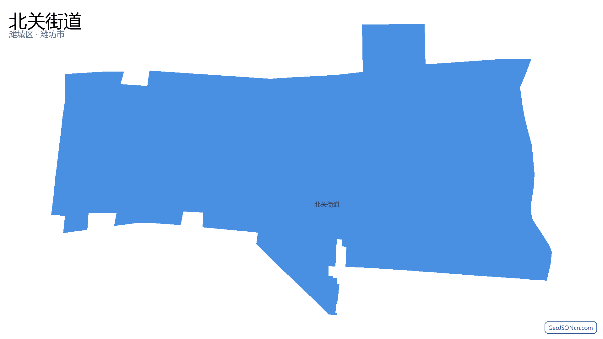 北关街道行政区划边界地图(潍城区·潍坊市),提供GeoJSON、SHP矢量边界数据下载及高清地图大图(PNG/JPG) - GeoJSONcn.com