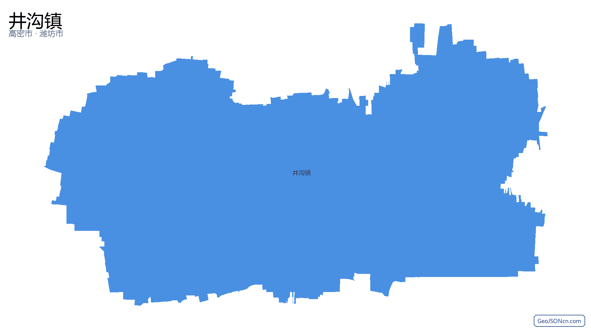 井沟镇行政区划边界地图（高密市·潍坊市）,提供GeoJSON、SHP矢量边界数据下载及高清地图大图(PNG/JPG) - GeoJSONcn.com