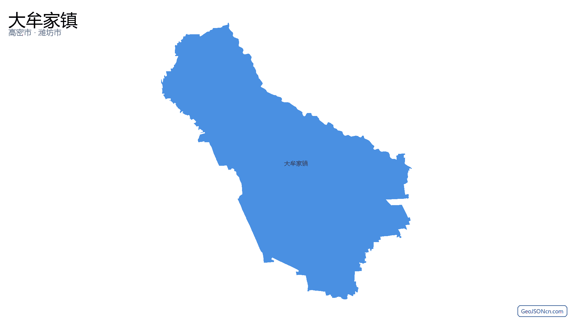 大牟家镇行政区划边界地图（高密市·潍坊市）,提供GeoJSON、SHP矢量边界数据下载及高清地图大图(PNG/JPG) - GeoJSONcn.com