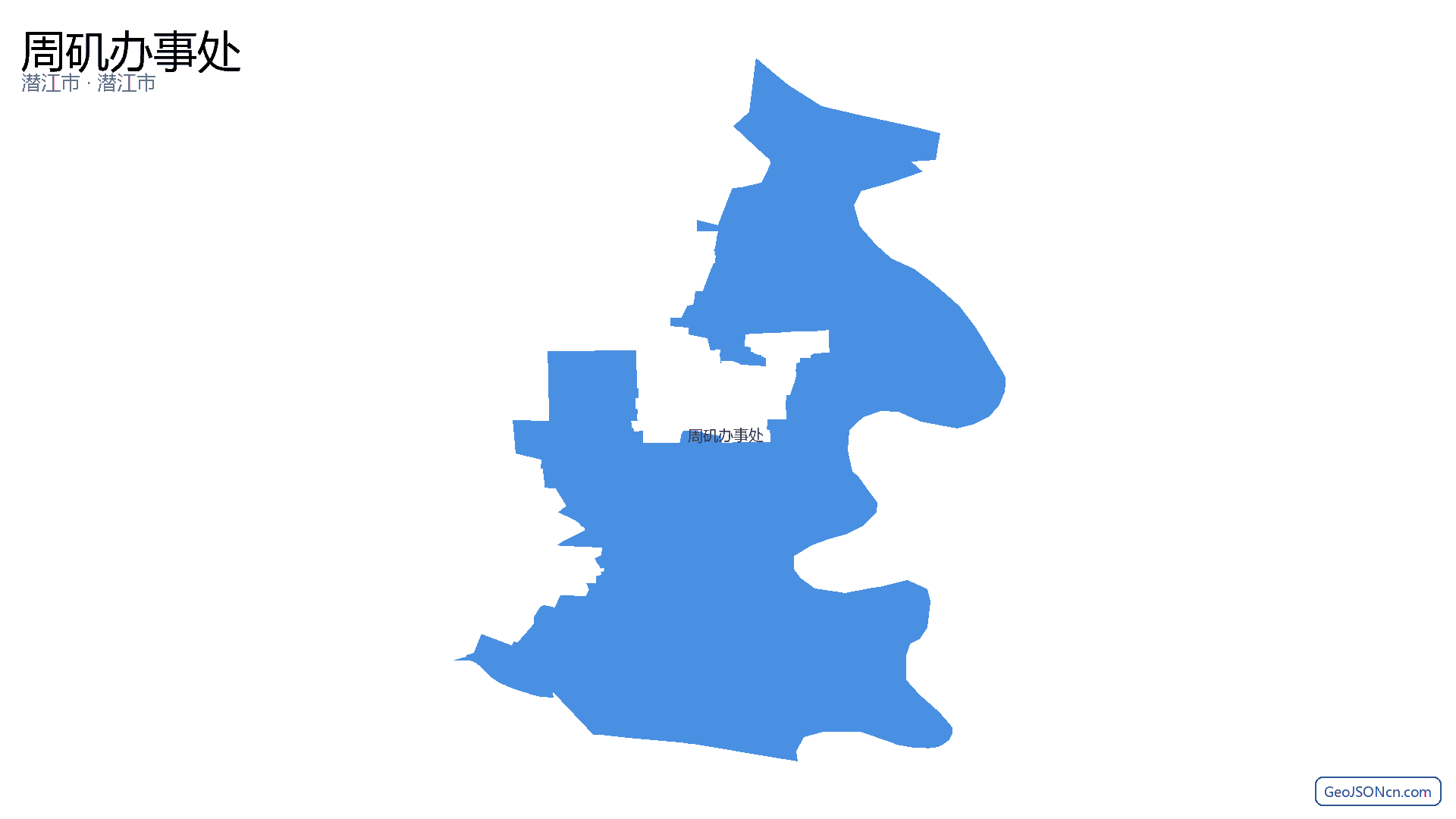 周矶办事处行政区划边界地图（潜江市·潜江市）,提供GeoJSON、SHP矢量边界数据下载及高清地图大图(PNG/JPG) - GeoJSONcn.com