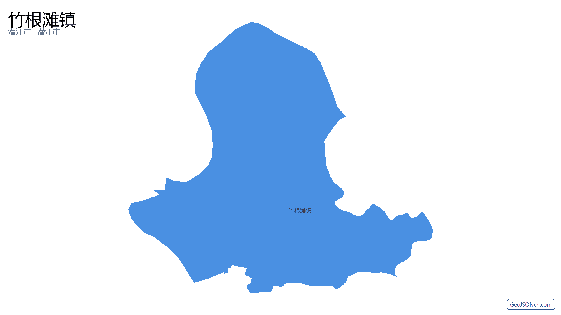 竹根滩镇行政区划边界地图（潜江市·潜江市）,提供GeoJSON、SHP矢量边界数据下载及高清地图大图(PNG/JPG) - GeoJSONcn.com