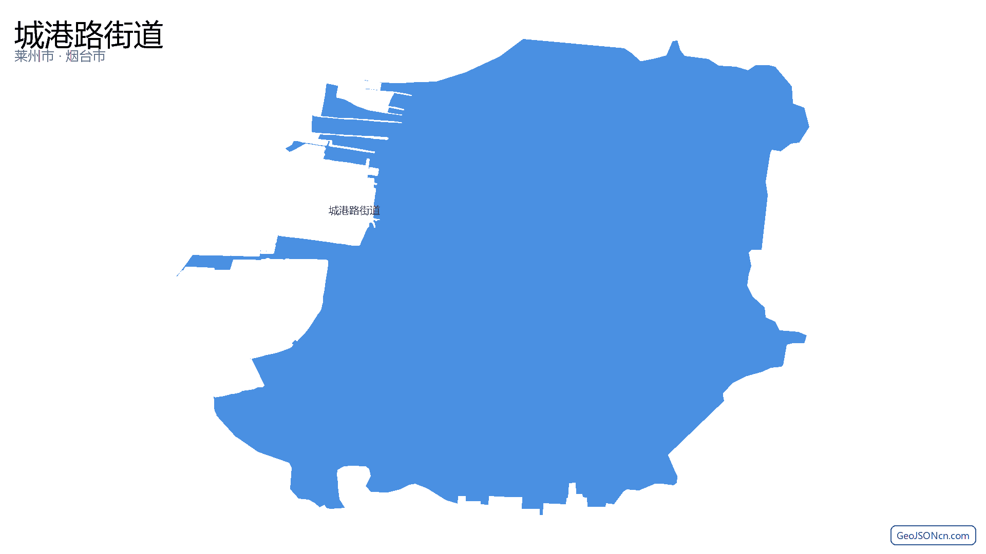 城港路街道行政区划边界地图（莱州市·烟台市）,提供GeoJSON、SHP矢量边界数据下载及高清地图大图(PNG/JPG) - GeoJSONcn.com